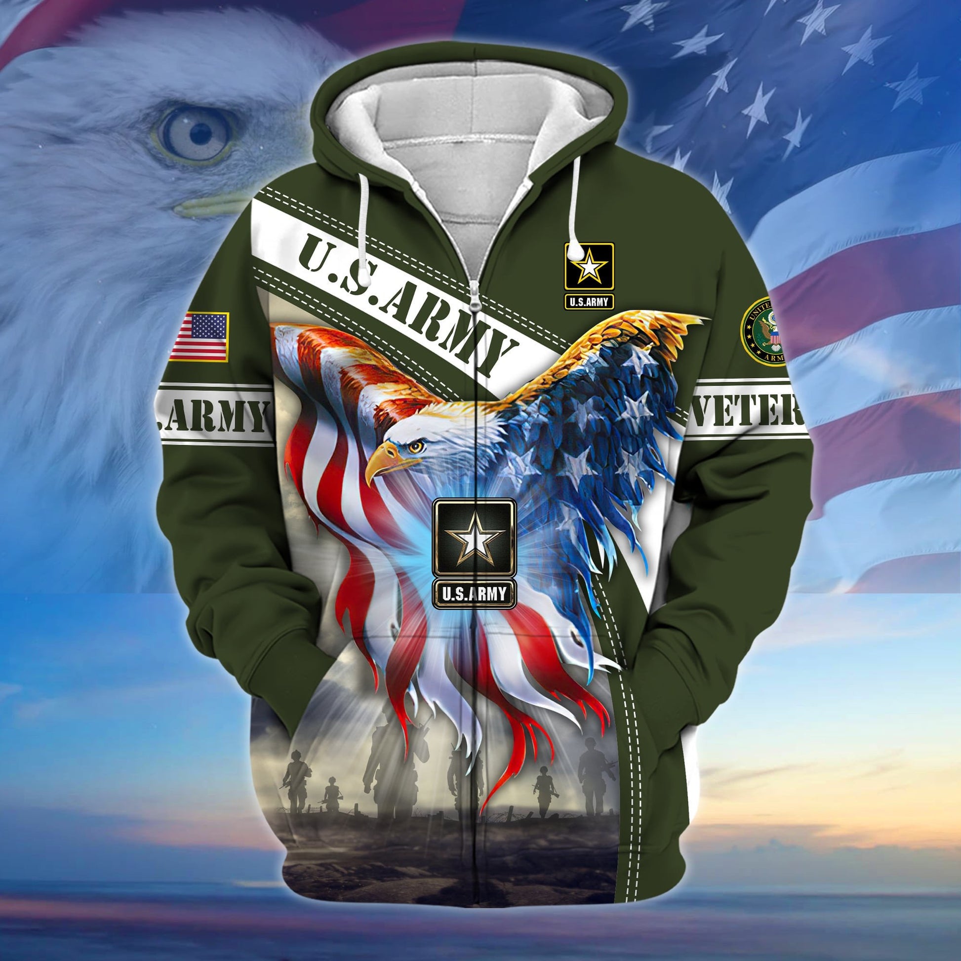 Premium American Pride US Veteran Zip Hoodie APVC150101