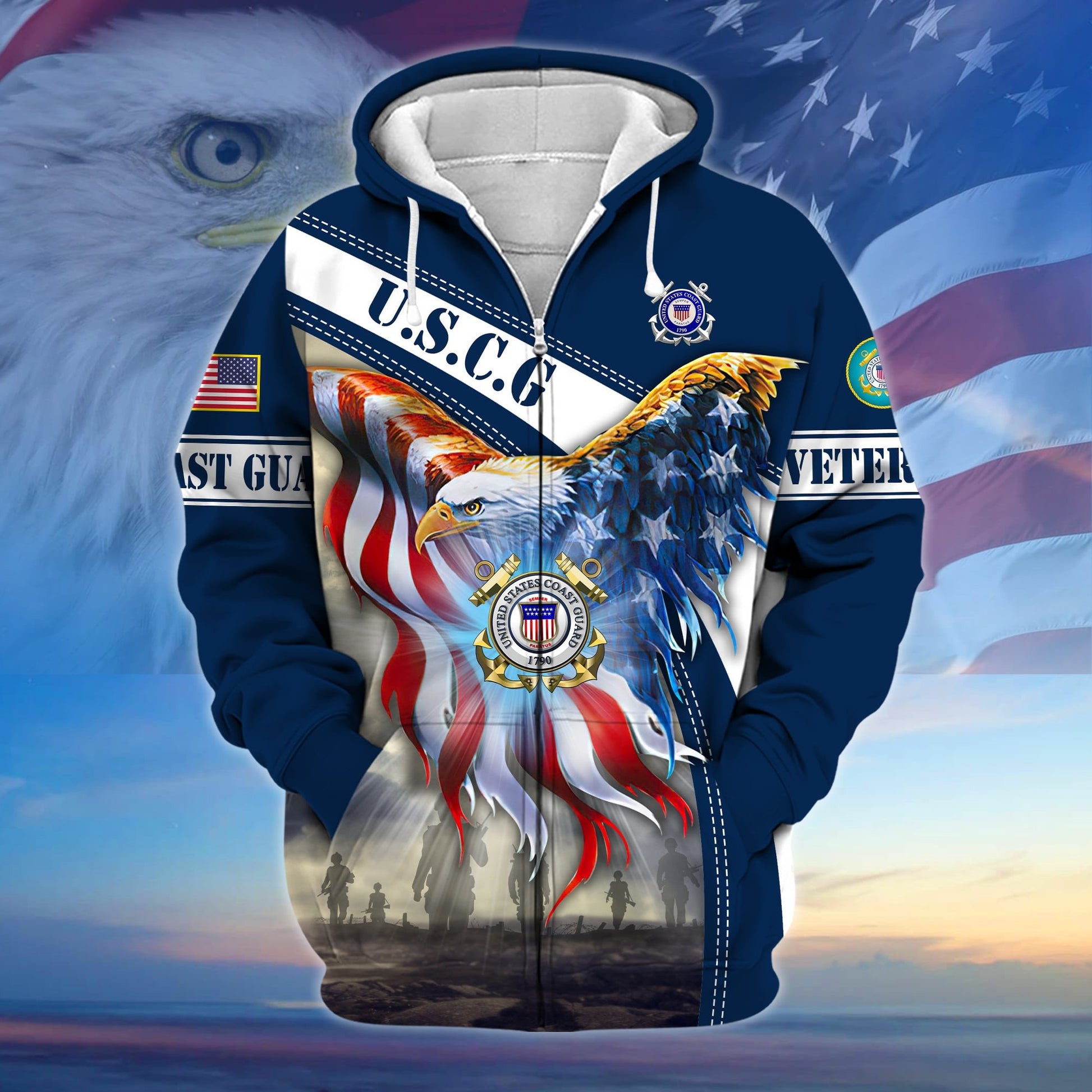 Premium American Pride US Veteran Zip Hoodie APVC150101
