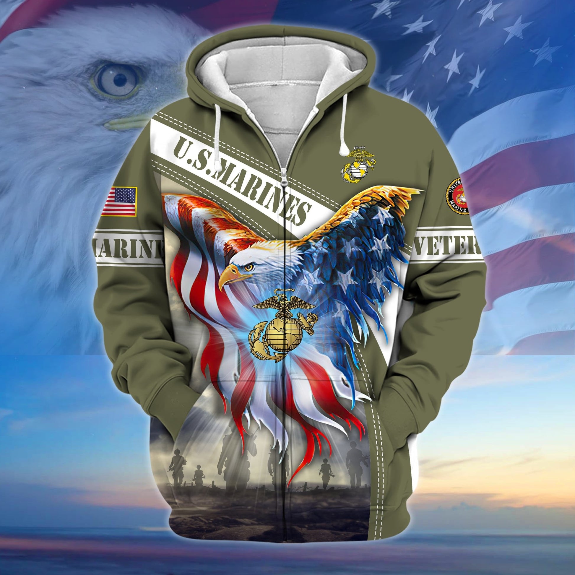 Premium American Pride US Veteran Zip Hoodie APVC150101