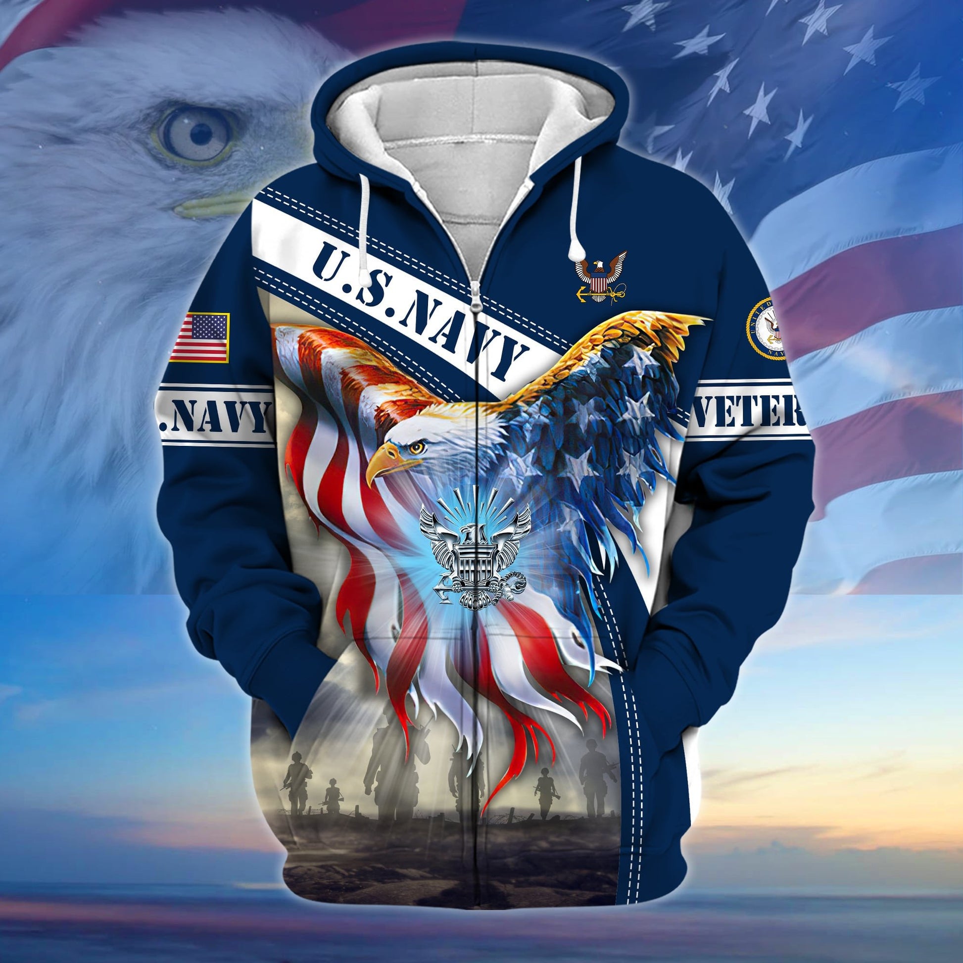 Premium American Pride US Veteran Zip Hoodie APVC150101