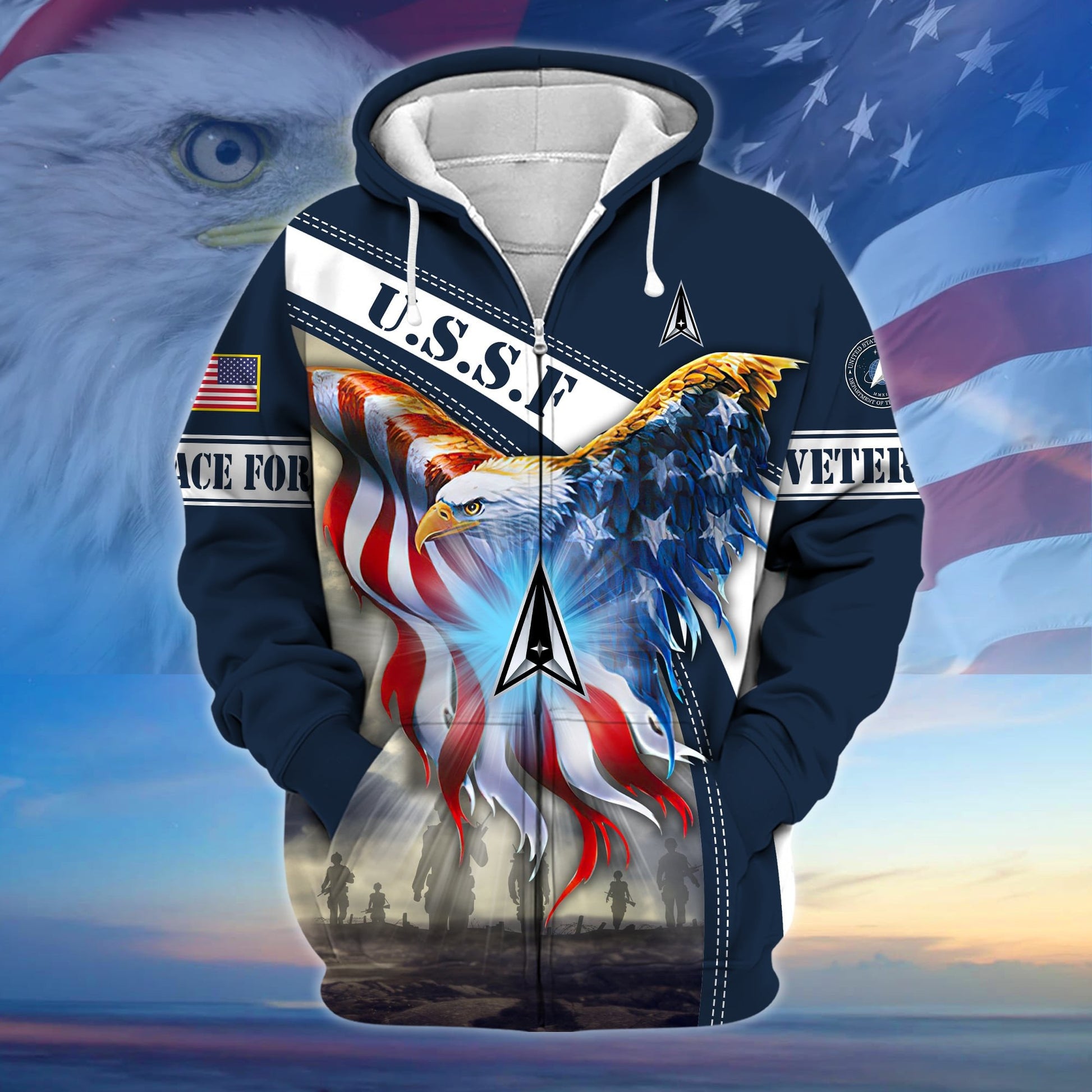Premium American Pride US Veteran Zip Hoodie APVC150101