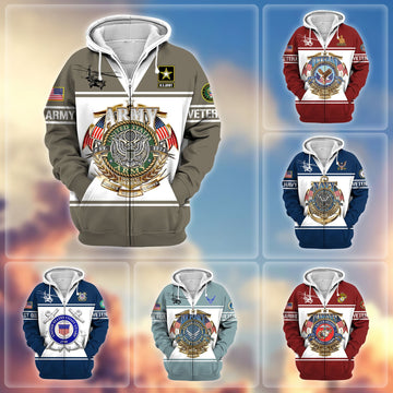 Premium Multiple US Military Services Zip Hoodie APVC281201