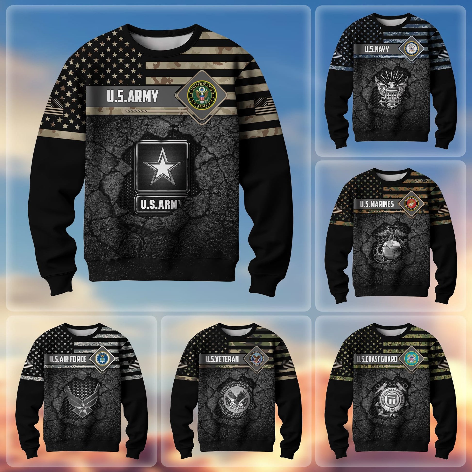 Premium Multiple US Military Services US Veterans Sweatshirt APVC230103