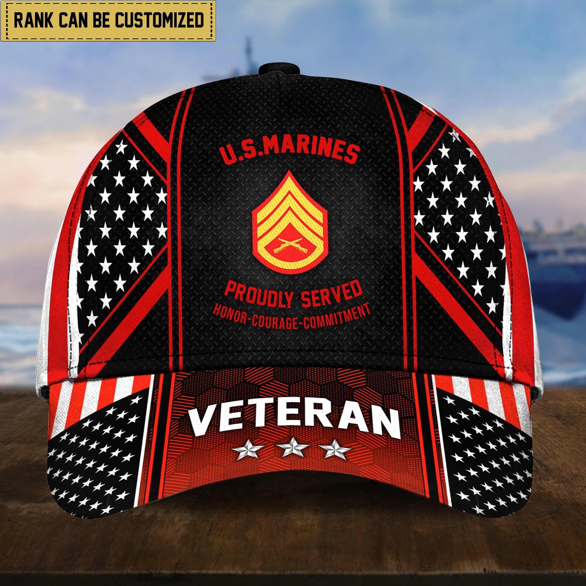 Premium Custom Rank US Veterans Cap APVC220201