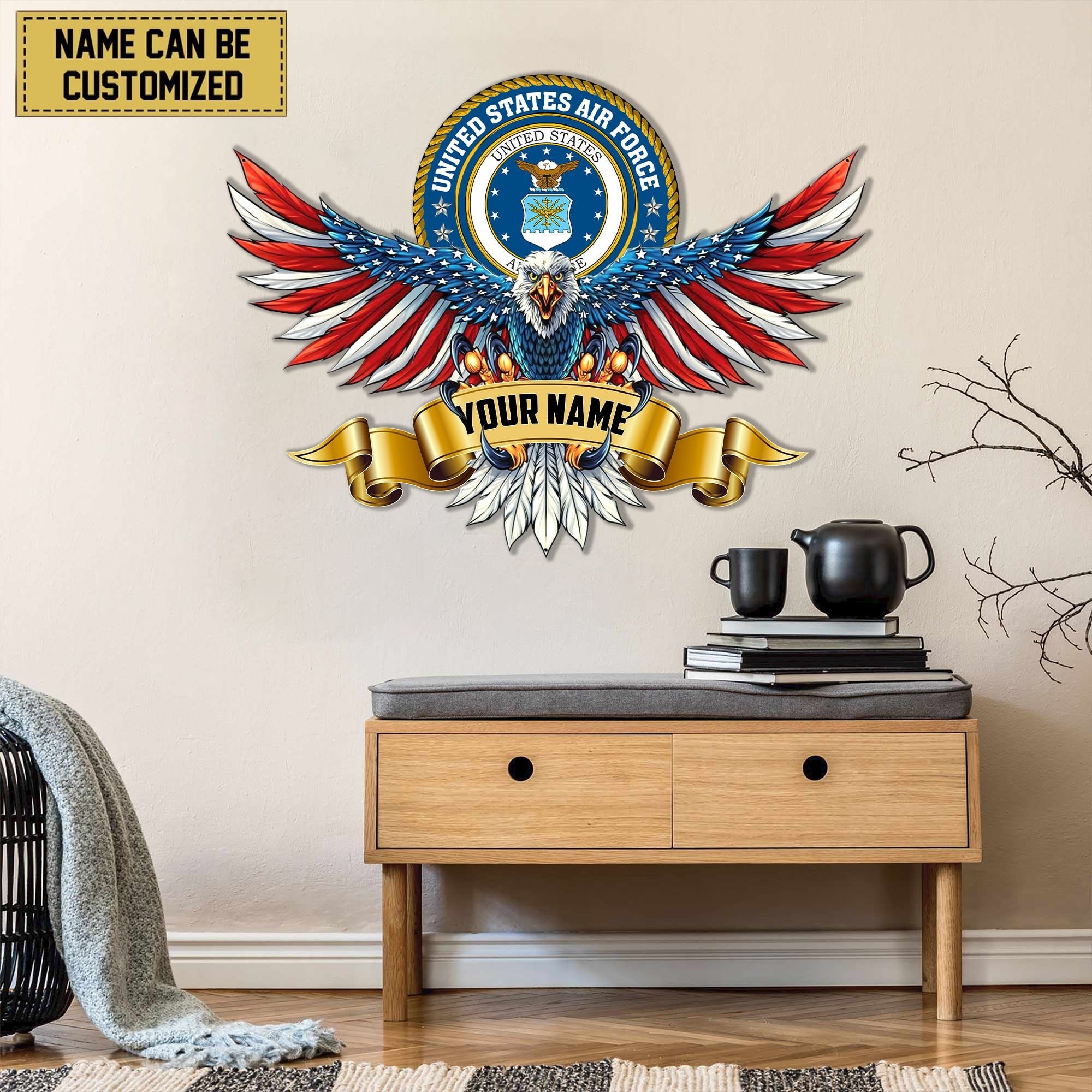 Premium Personalized US Veterans Cut Metal Sign APVC280202