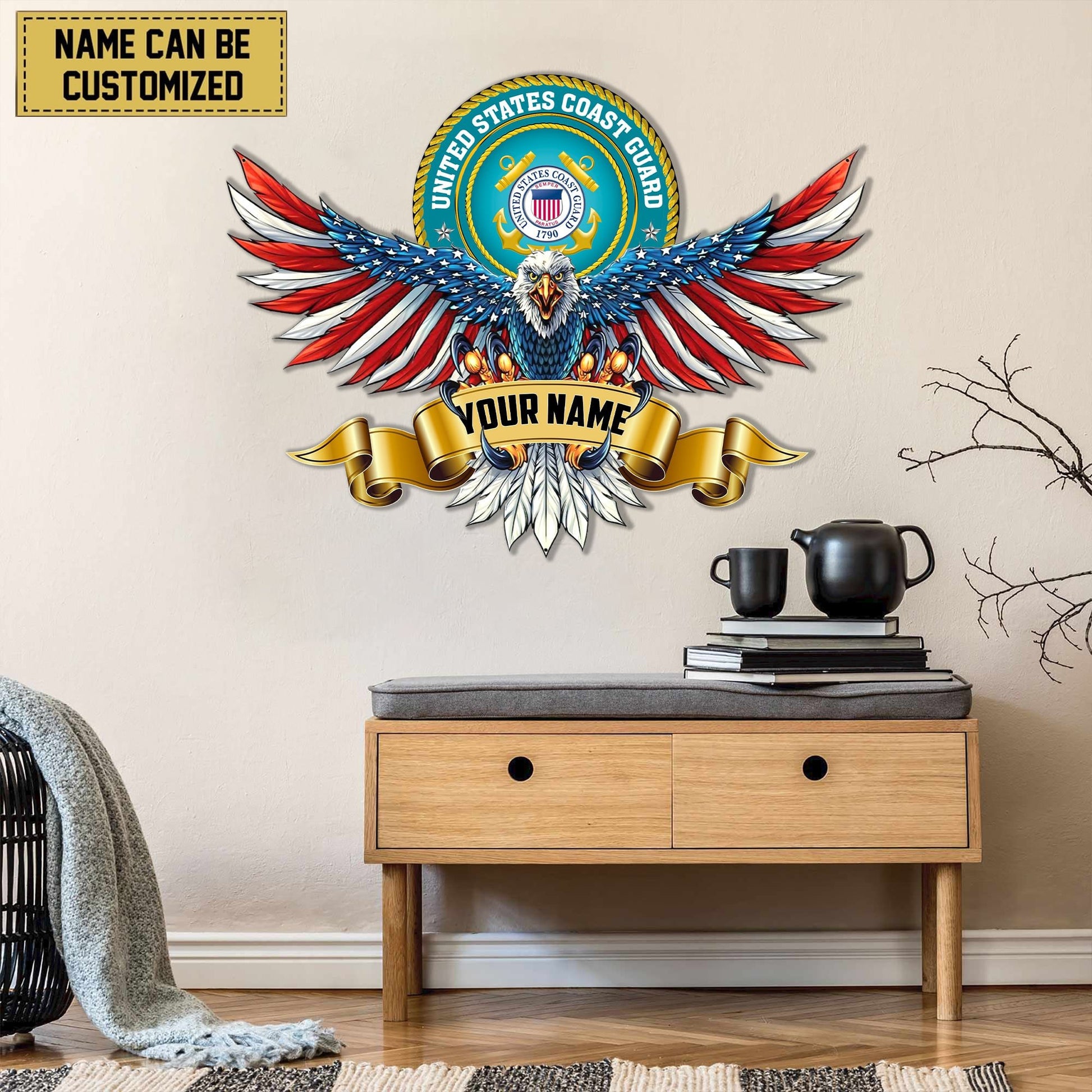 Premium Personalized US Veterans Cut Metal Sign APVC280202