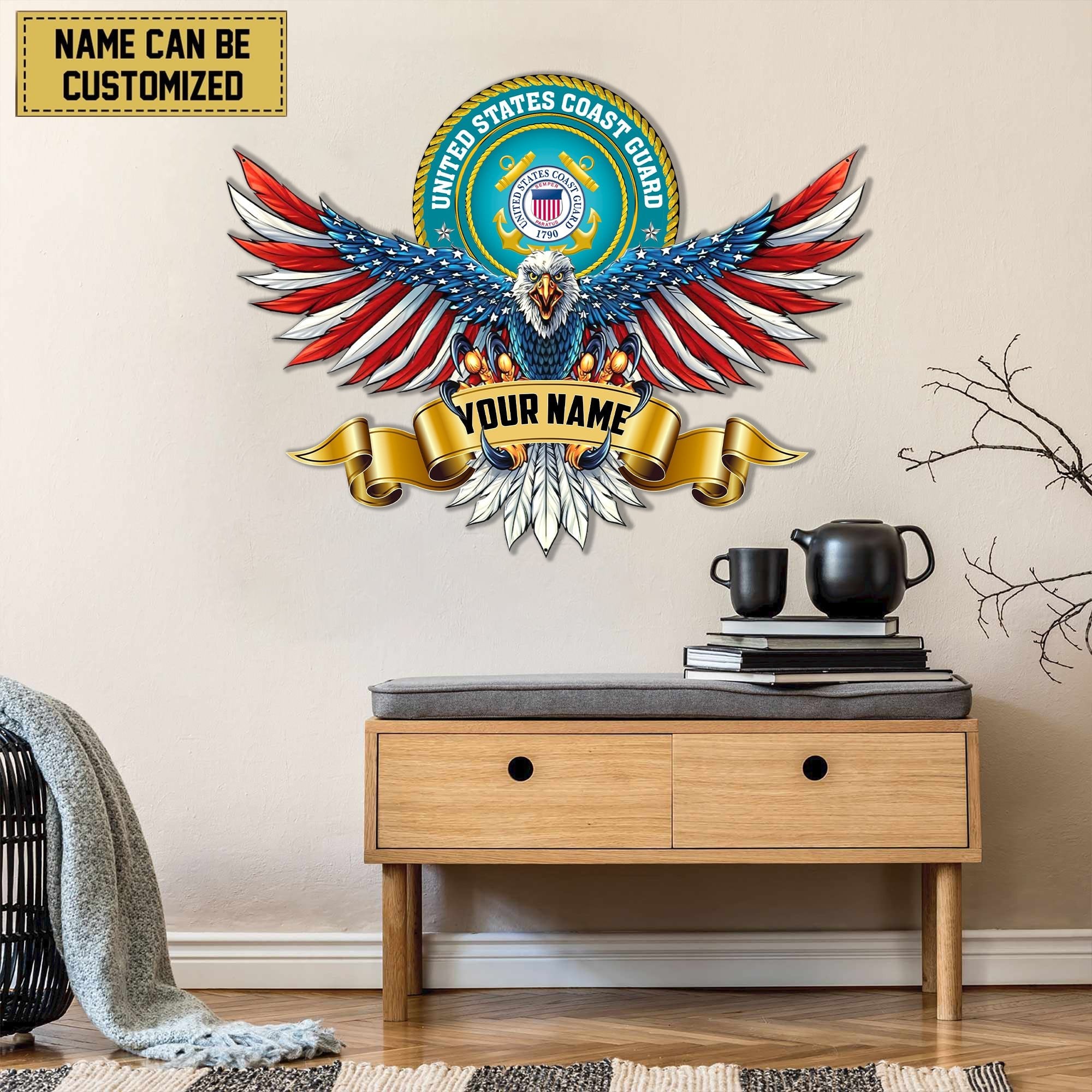 Premium Personalized US Veterans Cut Metal Sign APVC280202