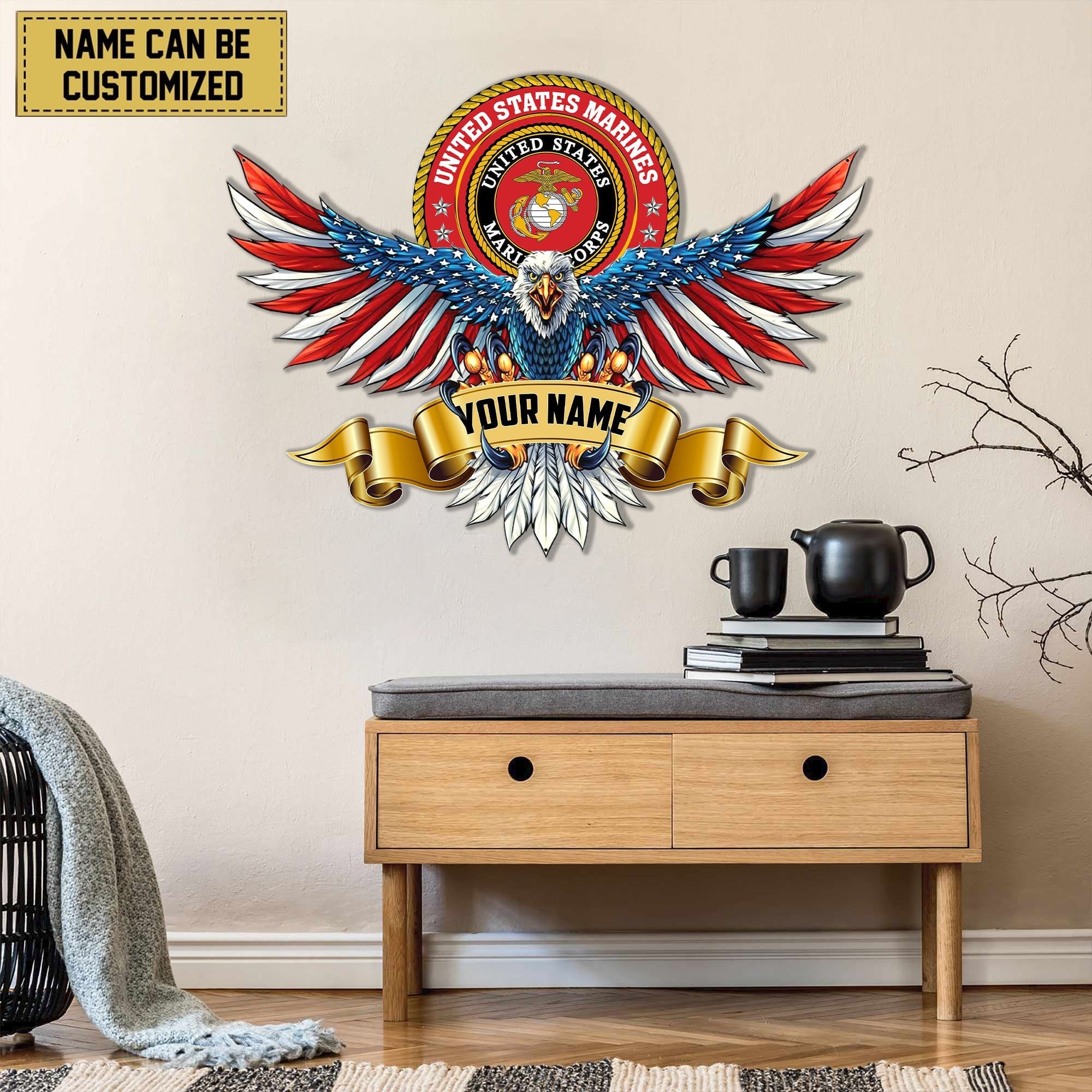 Premium Personalized US Veterans Cut Metal Sign APVC280202