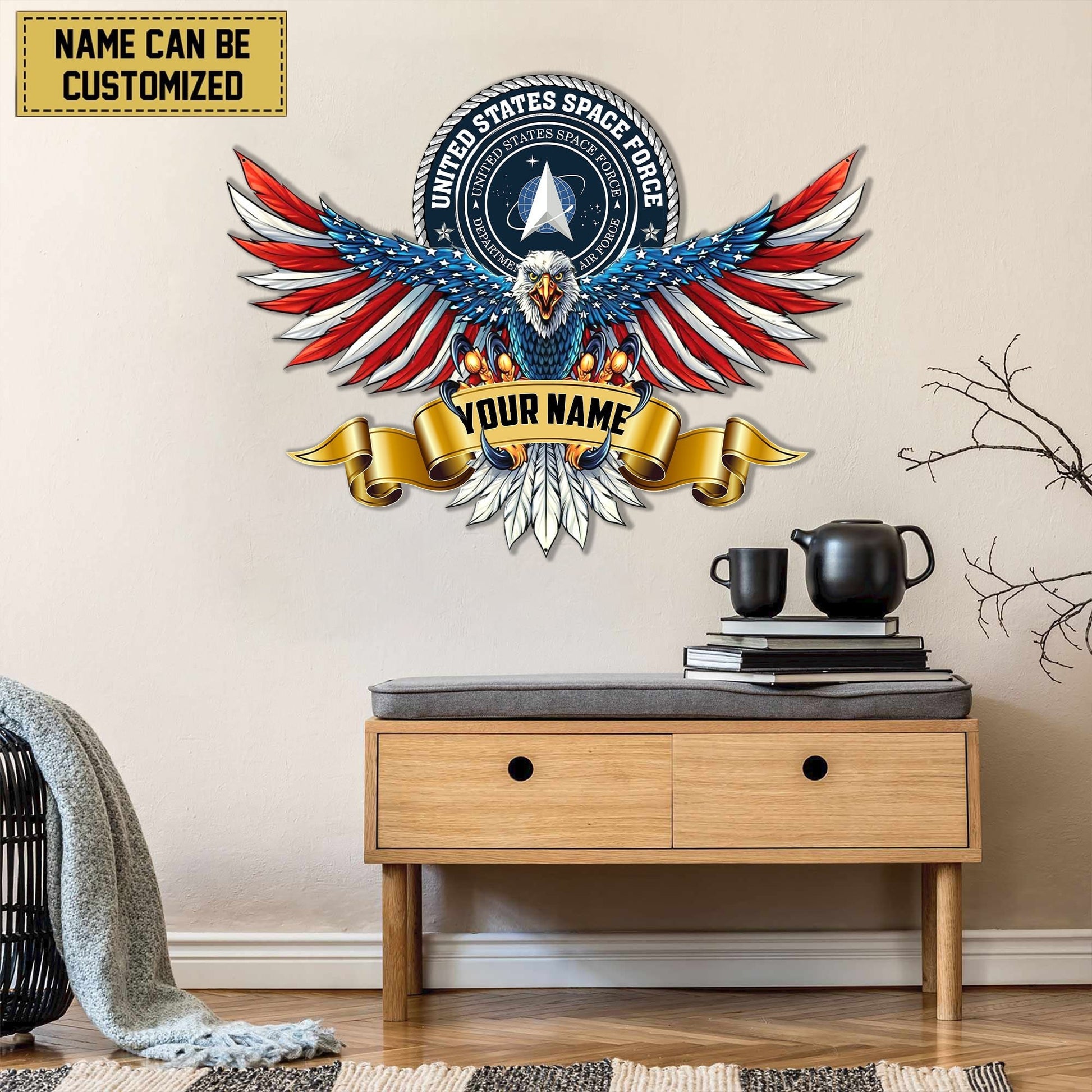 Premium Personalized US Veterans Cut Metal Sign APVC280202