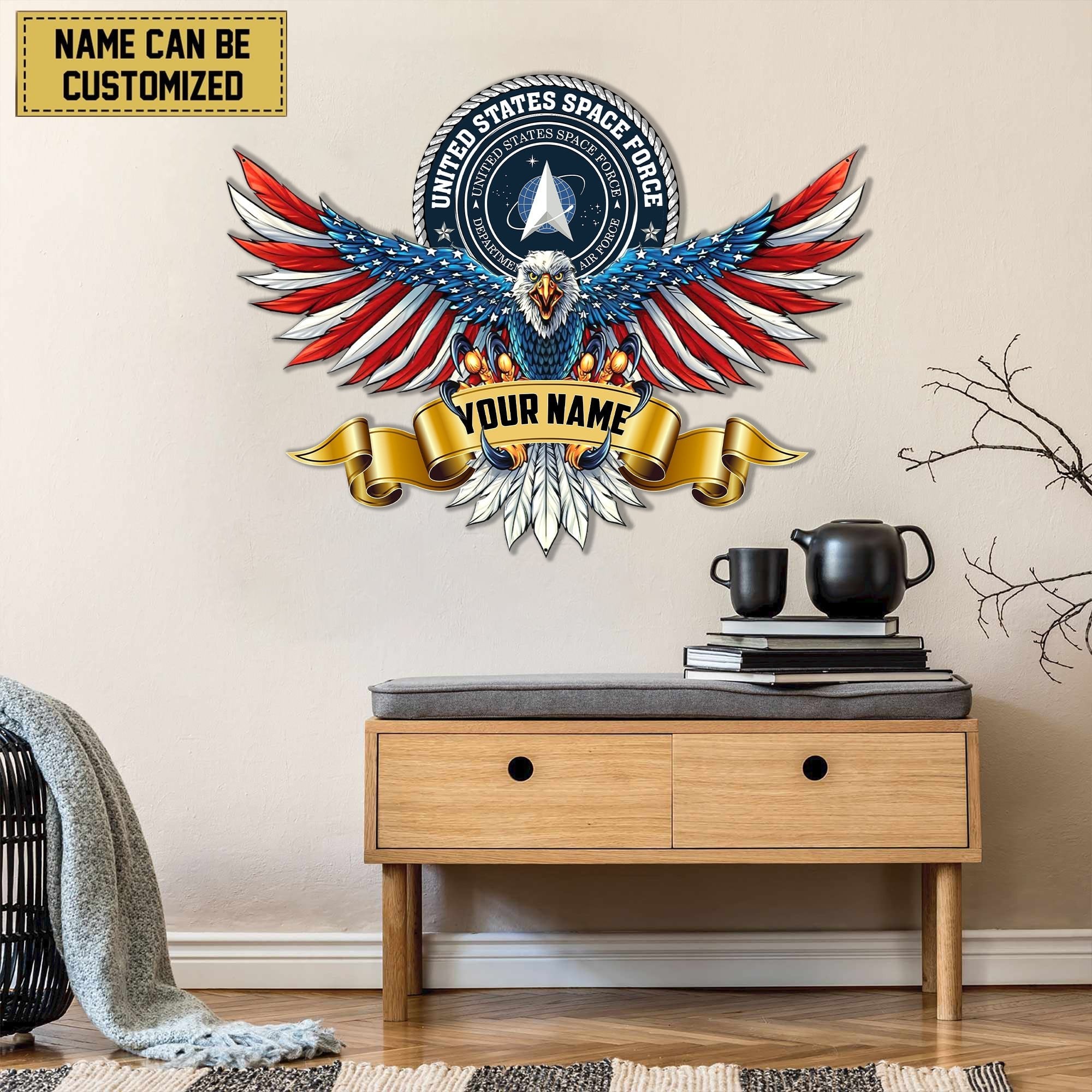 Premium Personalized US Veterans Cut Metal Sign APVC280202