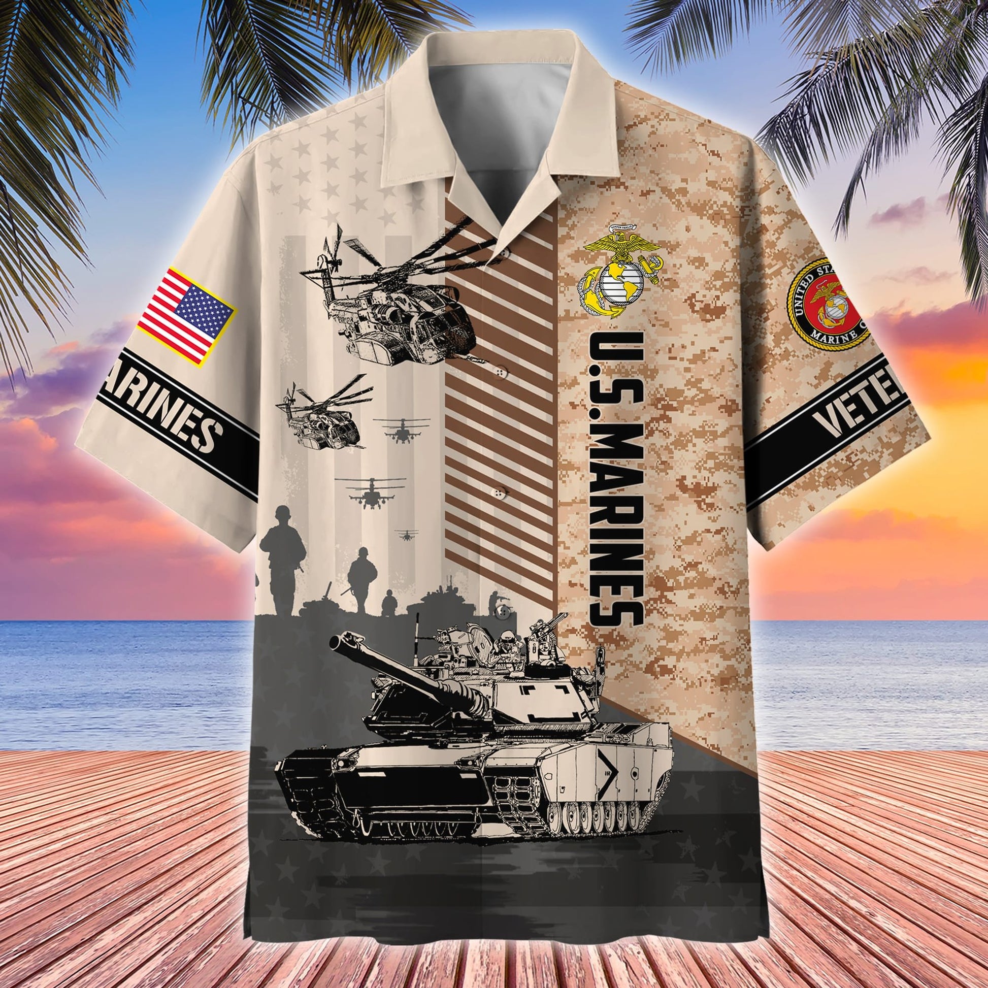 Premium Multiple US Military Services US Veterans Hawaii Shirt APVC070301