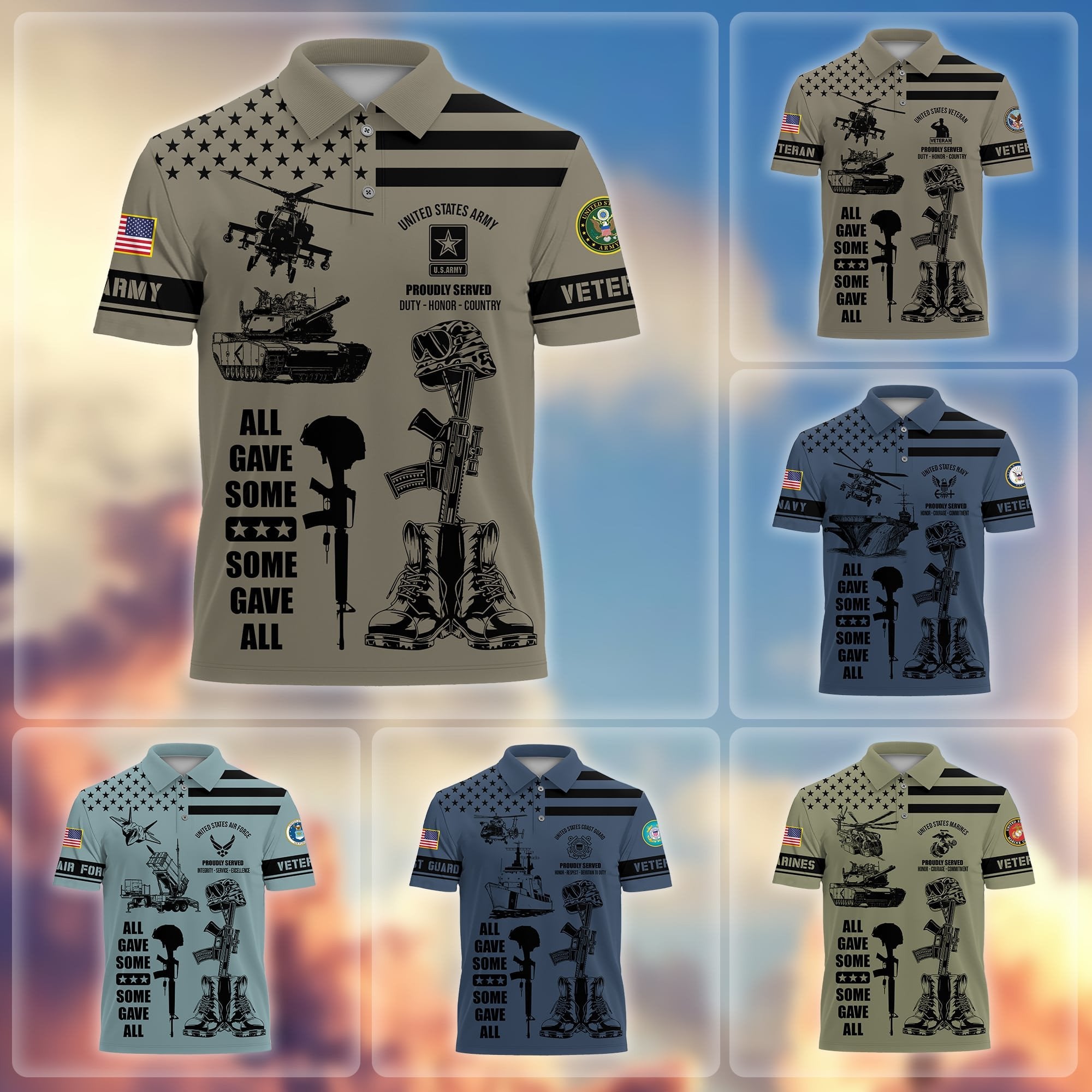 Premium All Gave Some Some Gave All US Veterans Polo Shirt APVC190301