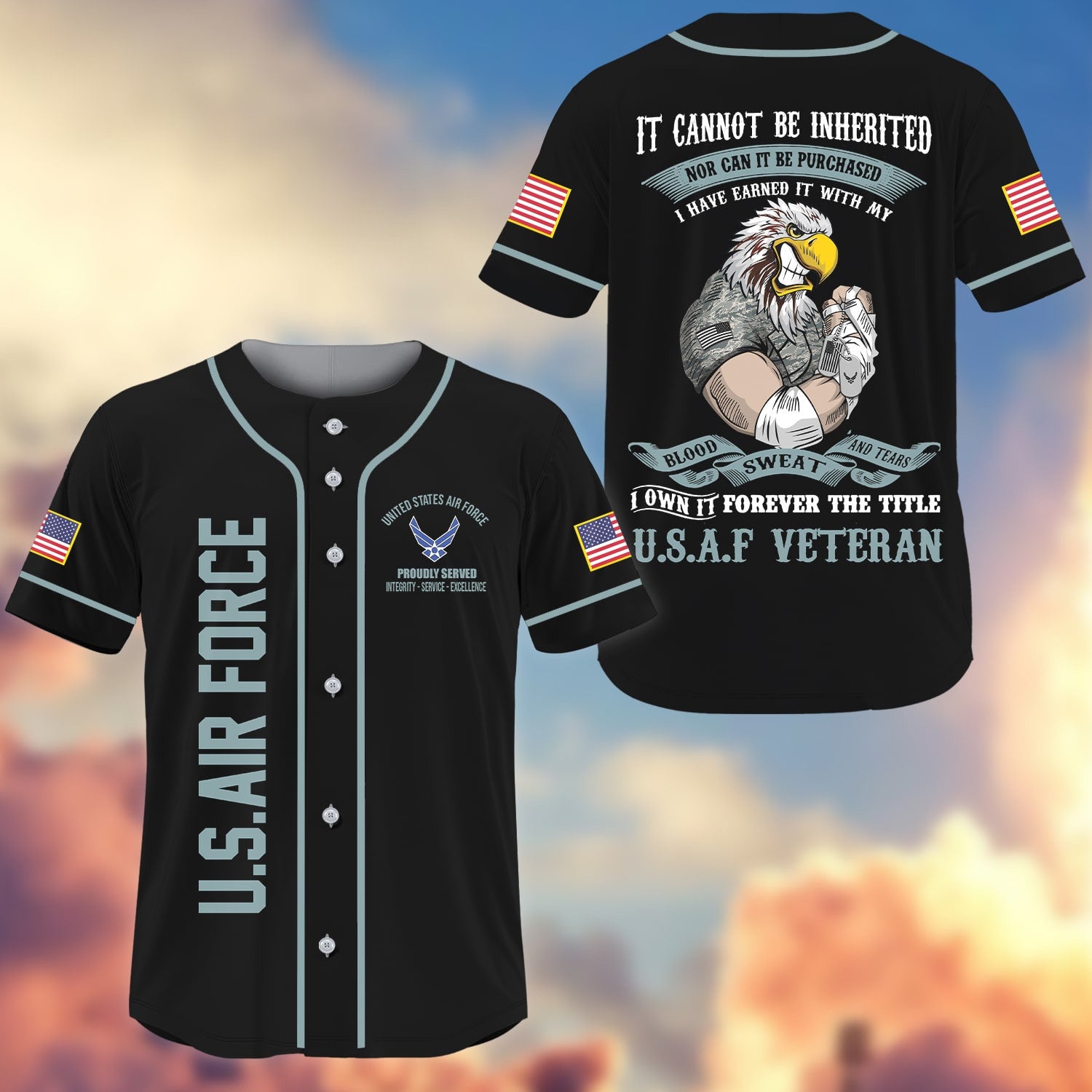 Premium I Have Earned It With My Blood Sweat And Tears US Veterans Baseball Jersey APVC100402