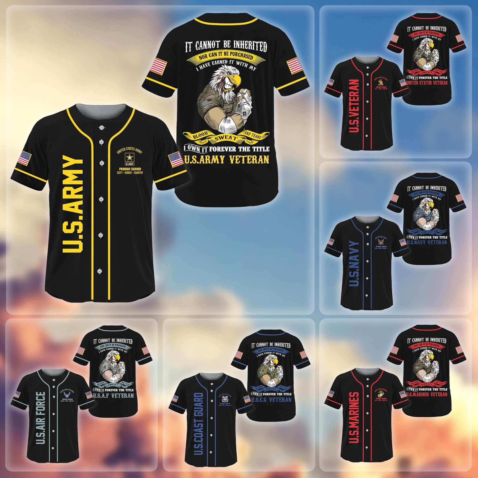 Premium I Have Earned It With My Blood Sweat And Tears US Veterans Baseball Jersey APVC100402