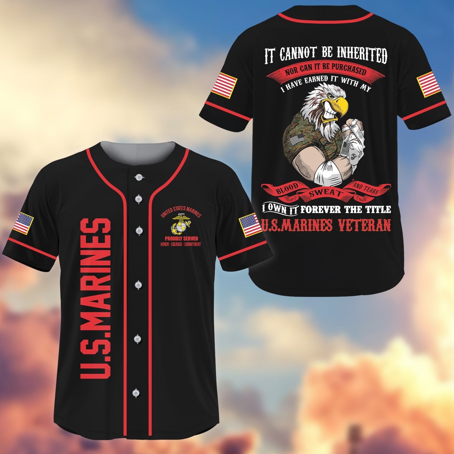 Premium I Have Earned It With My Blood Sweat And Tears US Veterans Baseball Jersey APVC100402