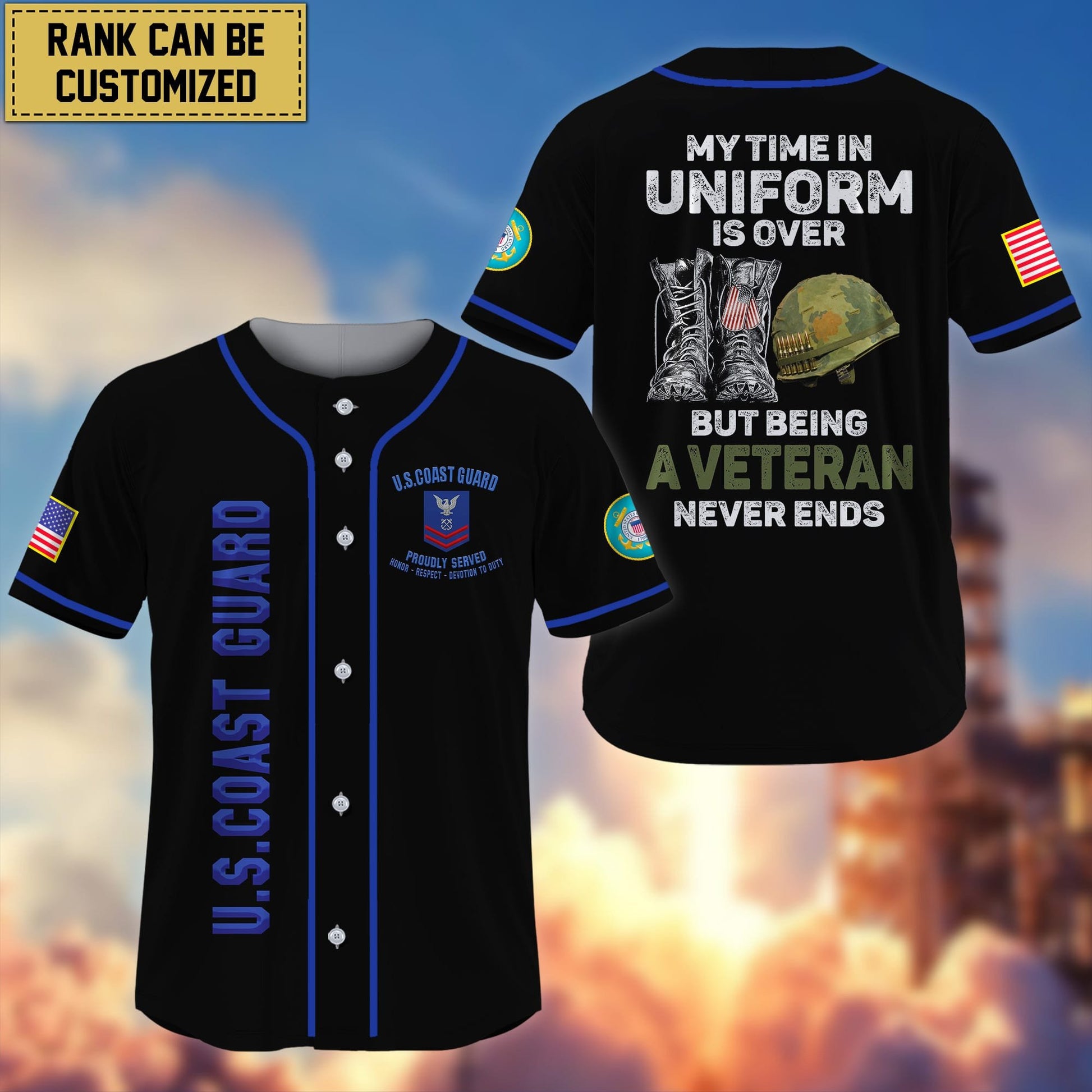 Premium Personalized My Time In Uniform Is Over But Being A Veteran Never Ends US Veterans Baseball Jersey APVC100401