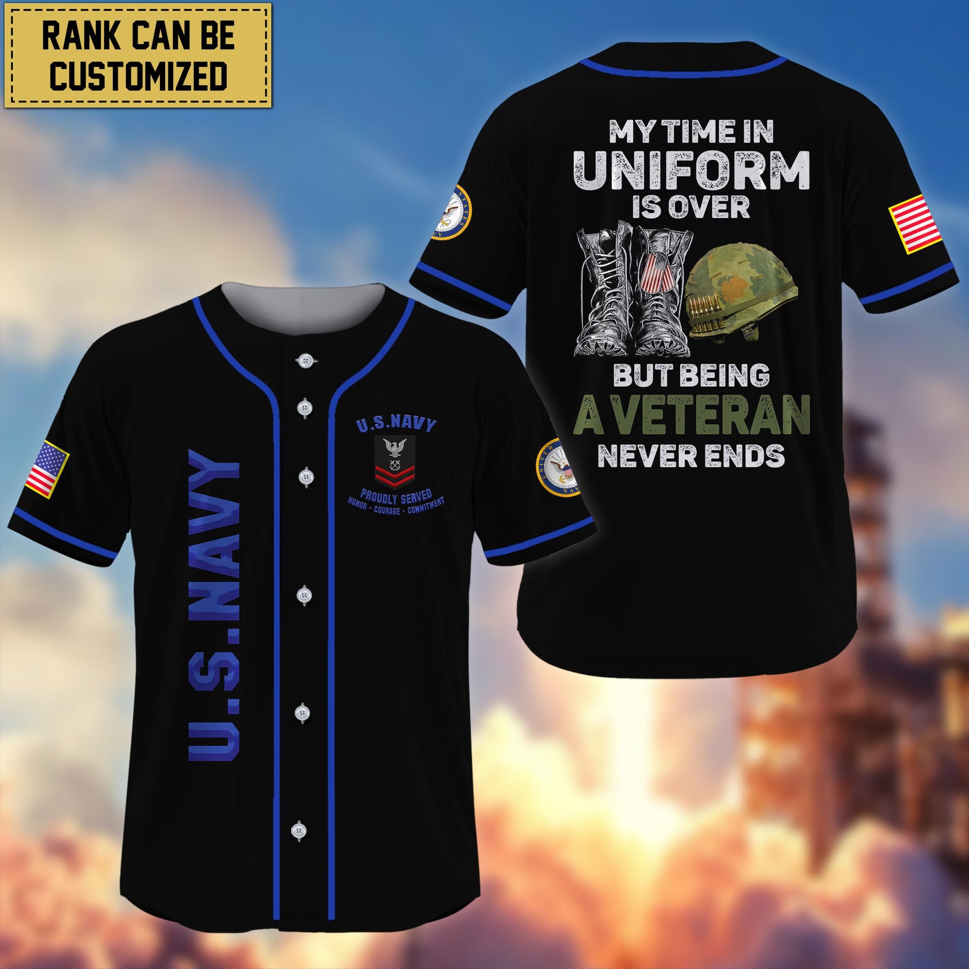 Premium Personalized My Time In Uniform Is Over But Being A Veteran Never Ends US Veterans Baseball Jersey APVC100401