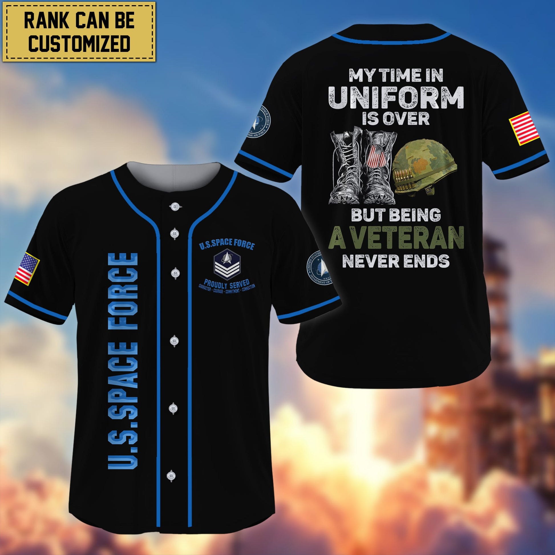 Premium Personalized My Time In Uniform Is Over But Being A Veteran Never Ends US Veterans Baseball Jersey APVC100401