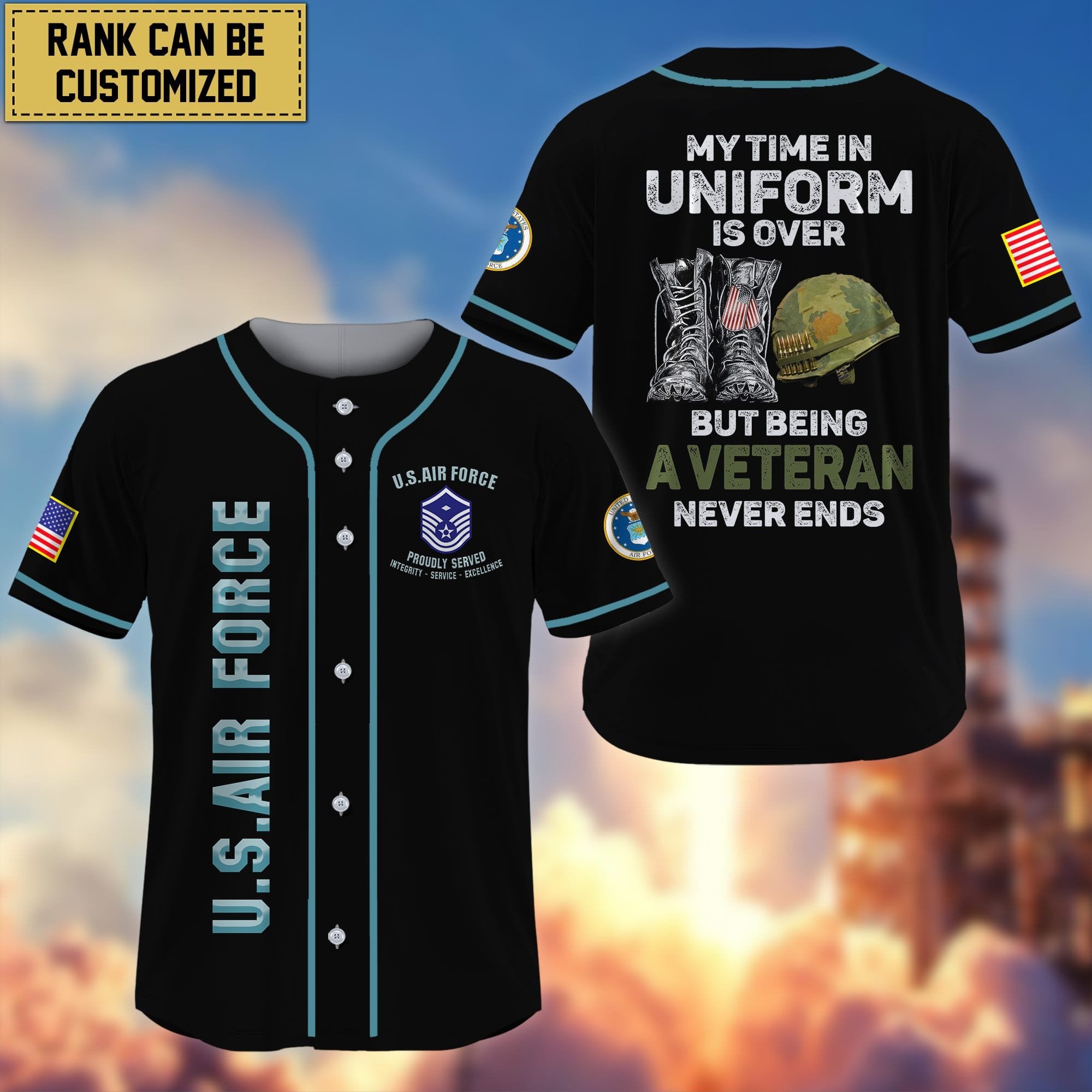 Premium Personalized My Time In Uniform Is Over But Being A Veteran Never Ends US Veterans Baseball Jersey APVC100401