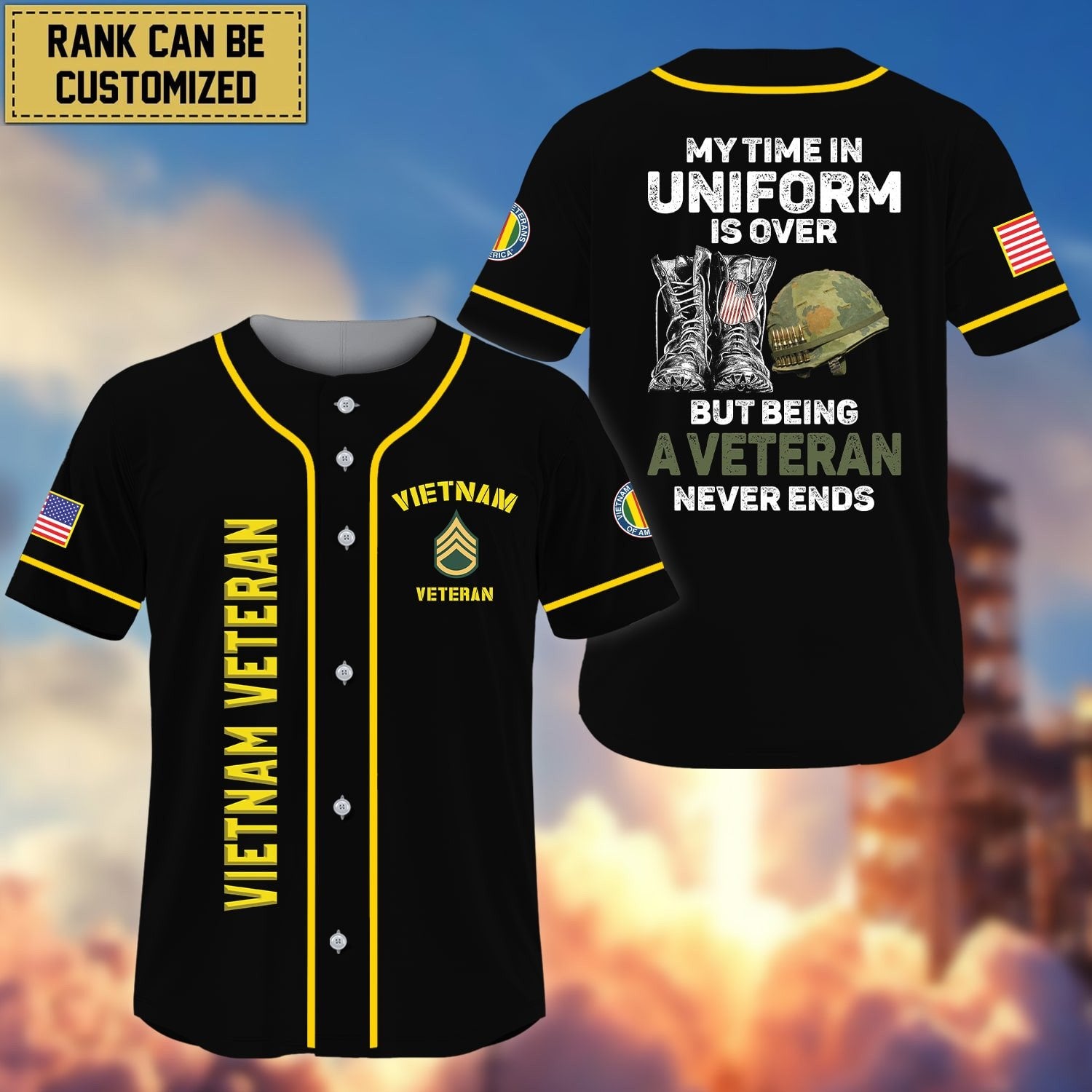 Premium Personalized My Time In Uniform Is Over But Being A Veteran Never Ends US Veterans Baseball Jersey APVC100401
