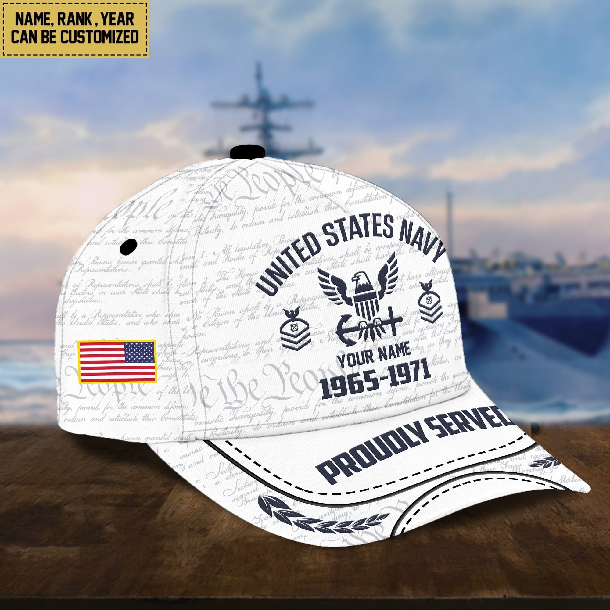 US Navy Classic Baseball Cap, Custom Name, Custom Rank And Years Of Service, Gift For US Navy Veteran, Gift For US Veterans VPVC000102