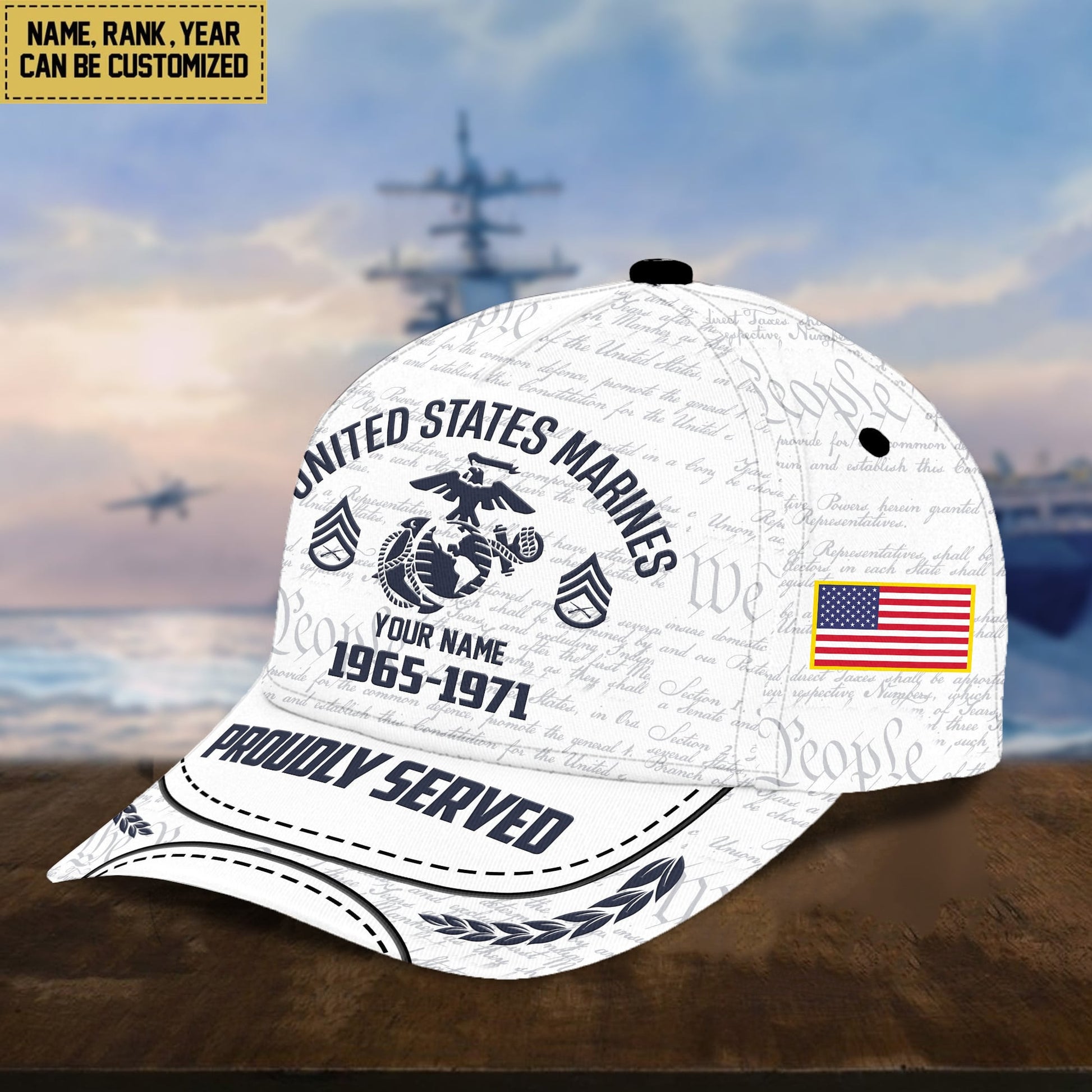 US Marines Classic Baseball Cap, Custom Name, Custom Rank And Years Of Service, Gift For USMC Veteran, Gift For US Veterans VPVC000103