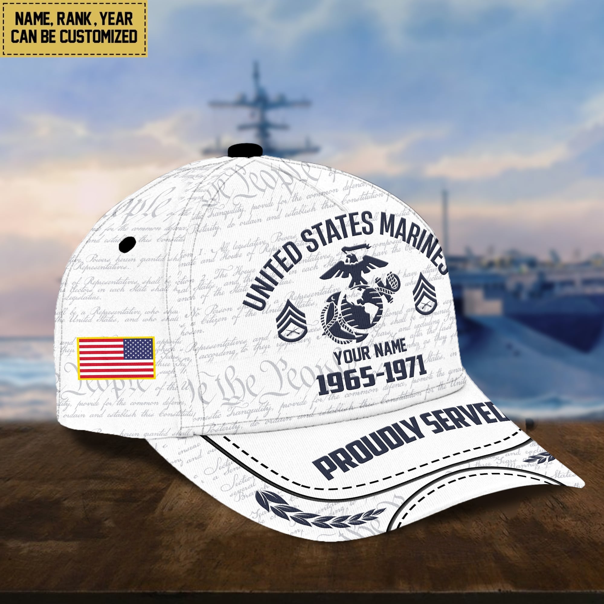 US Marines Classic Baseball Cap, Custom Name, Custom Rank And Years Of Service, Gift For USMC Veteran, Gift For US Veterans VPVC000103