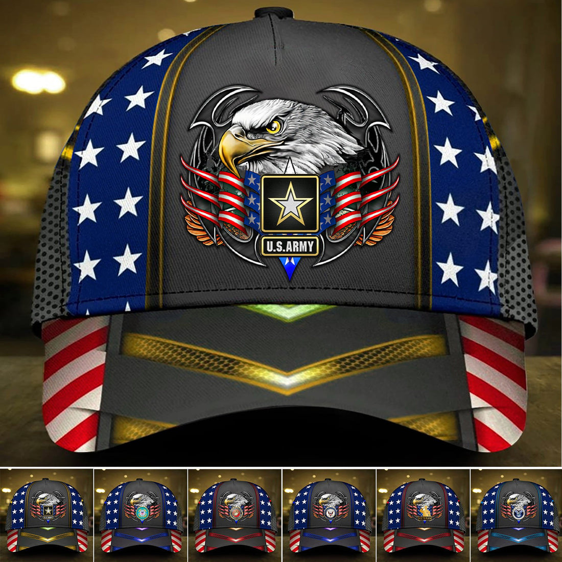 Premium U.S Multiple Service Veteran 3D Cap PVC080304