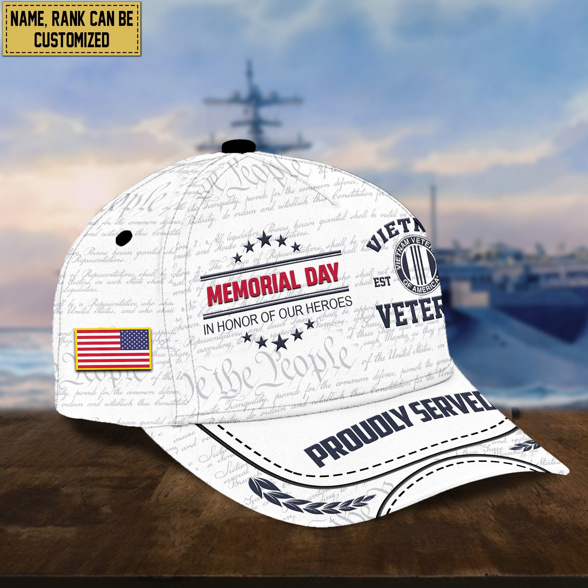 Vietnam Veteran Custom Rank, Name Cap, Gift For Veterans Day, Father's Day, Memorial Day VPVC000306