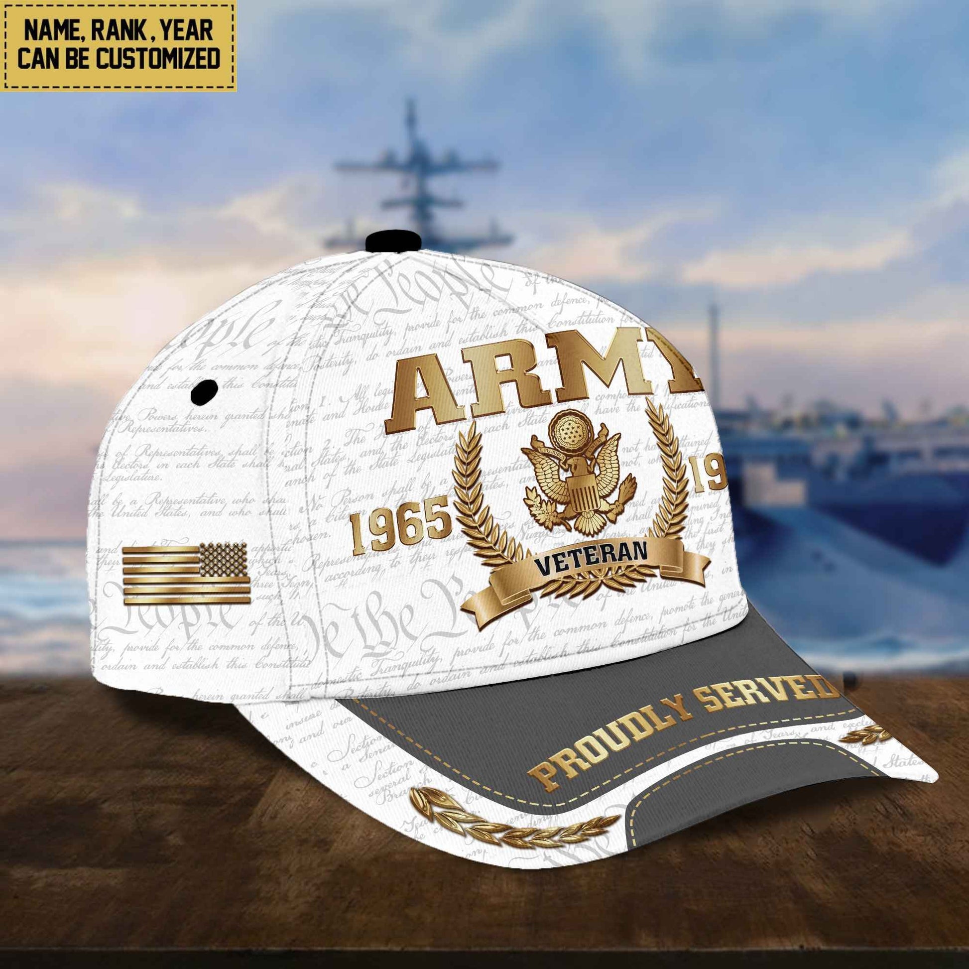 US Army Cap, Custom Name, Rank, Years Of Service Gift For Veterans Day, Father's Day, Memorial Day VPVC000501