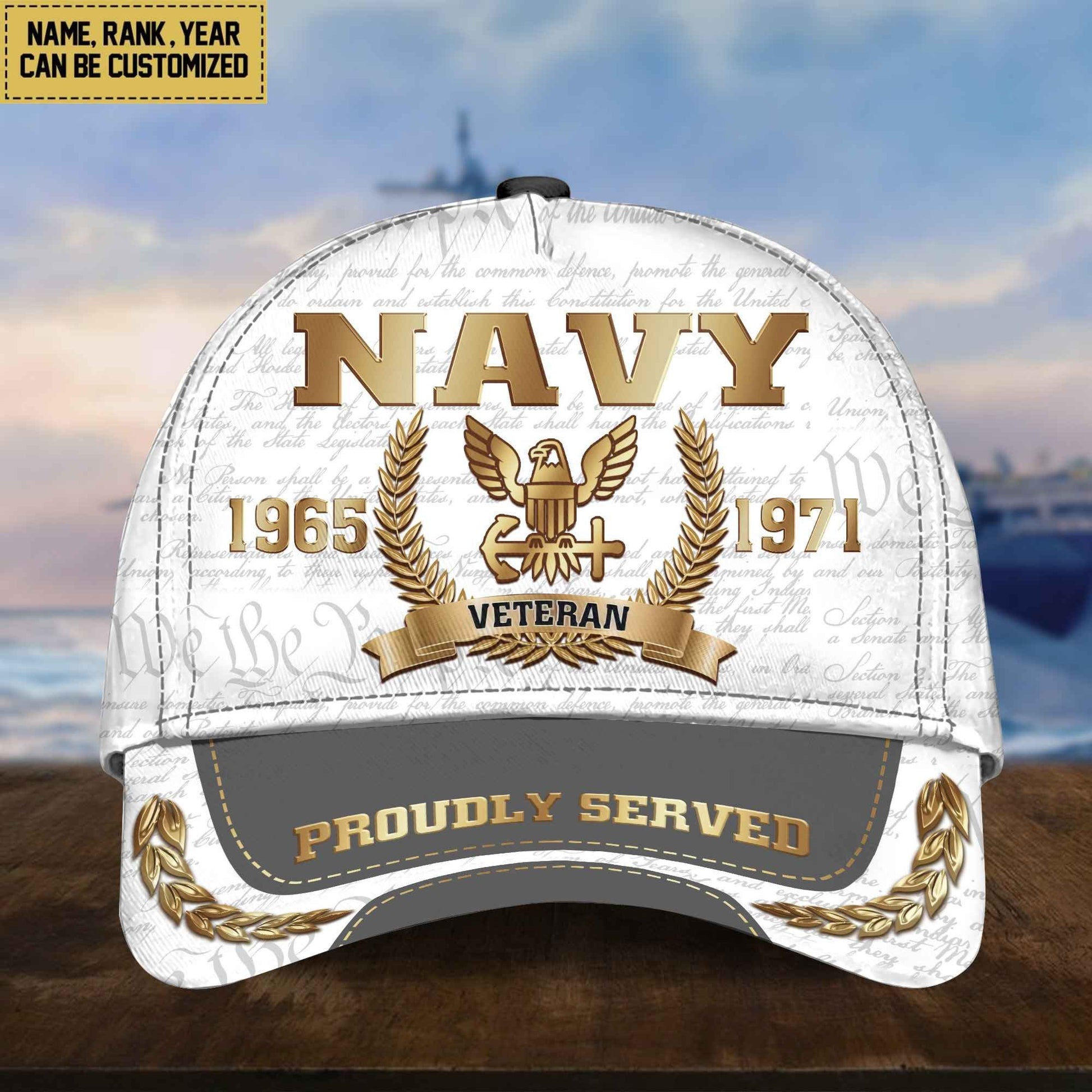 US Navy Cap, Custom Name, Rank, Years Of Service Gift For Veterans Day, Father's Day, Memorial Day VPVC000502