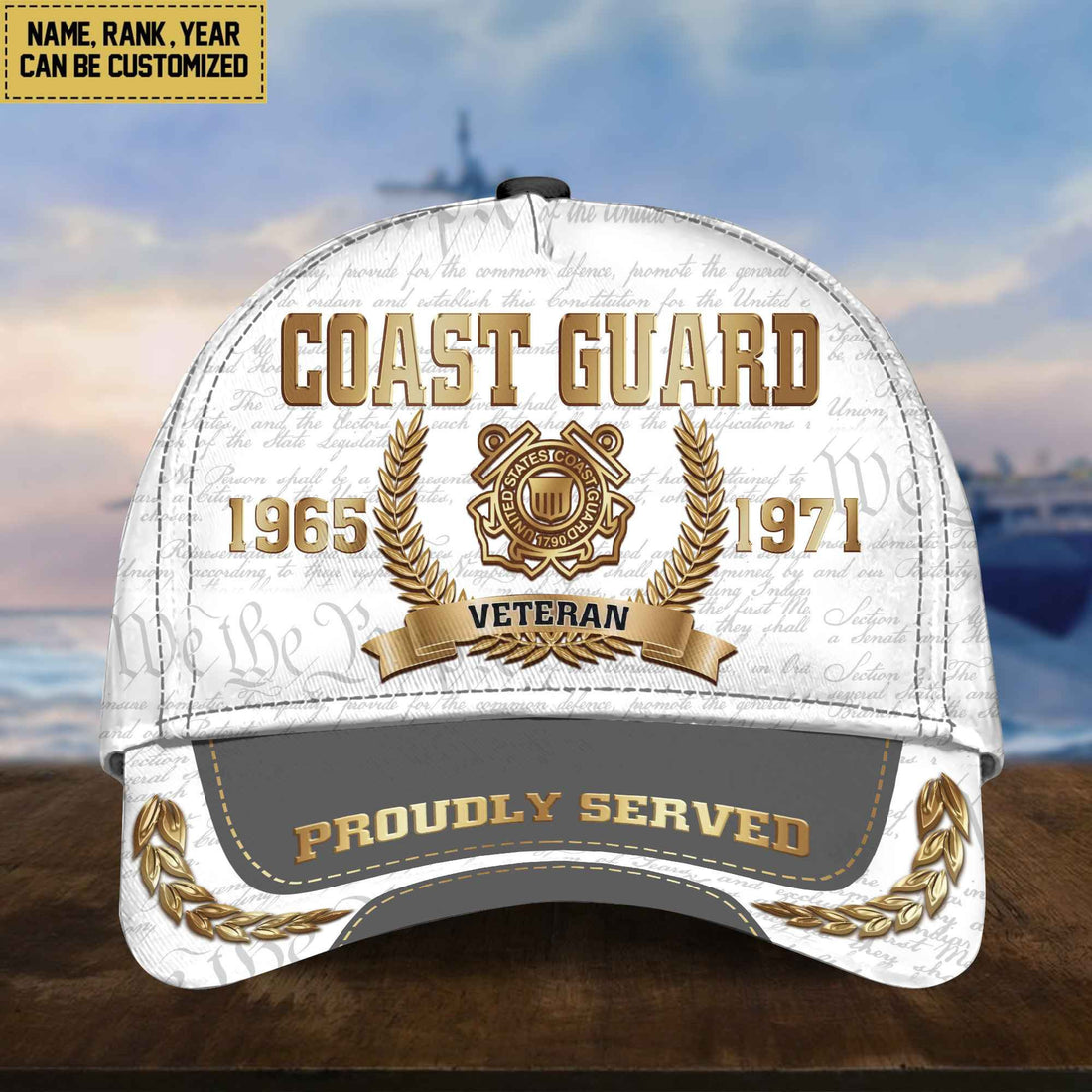 USCG Cap, Custom Name, Rank, Years Of Service Gift For Veterans Day, Father's Day, Memorial Day VPVC000505