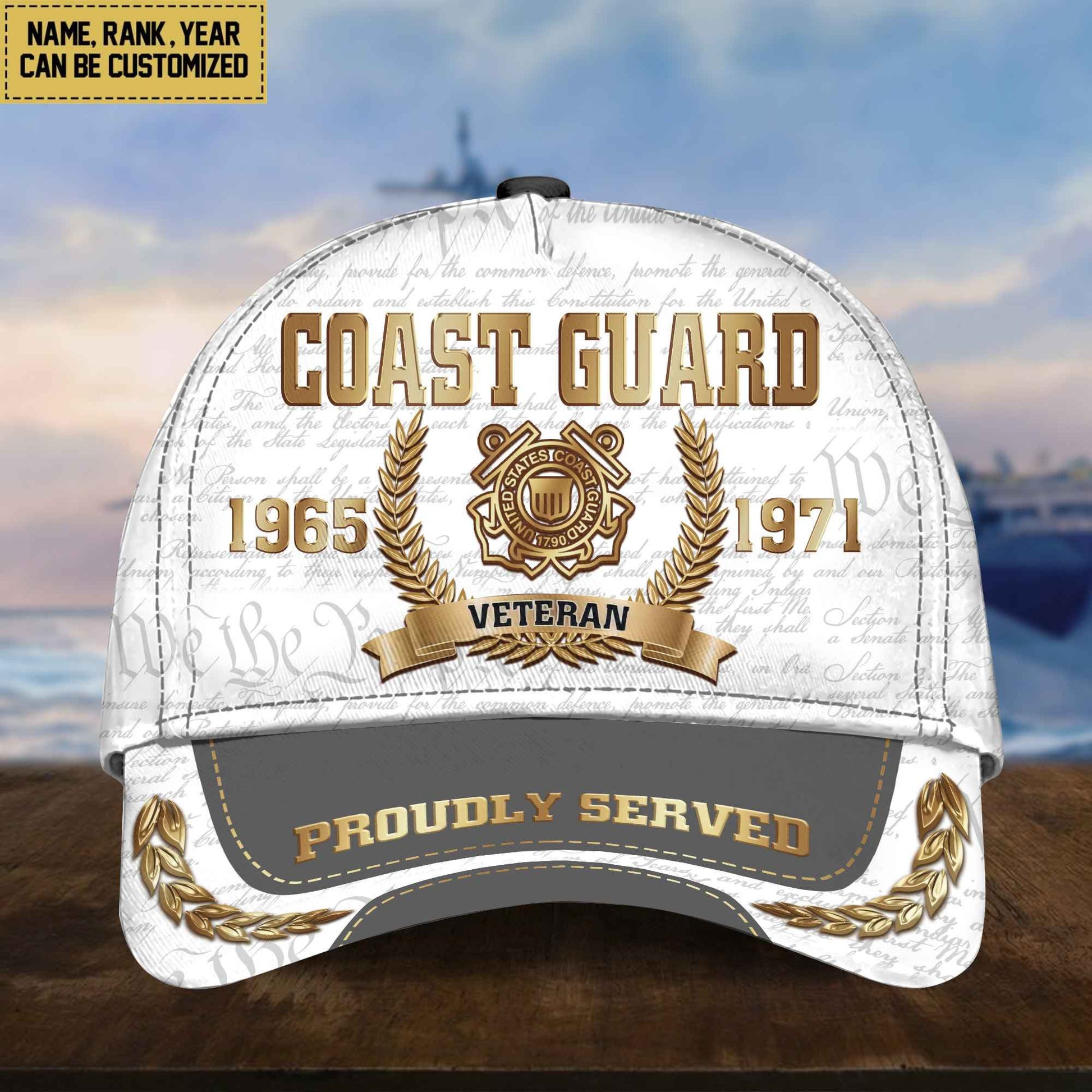 USCG Cap, Custom Name, Rank, Years Of Service Gift For Veterans Day, Father's Day, Memorial Day VPVC000505