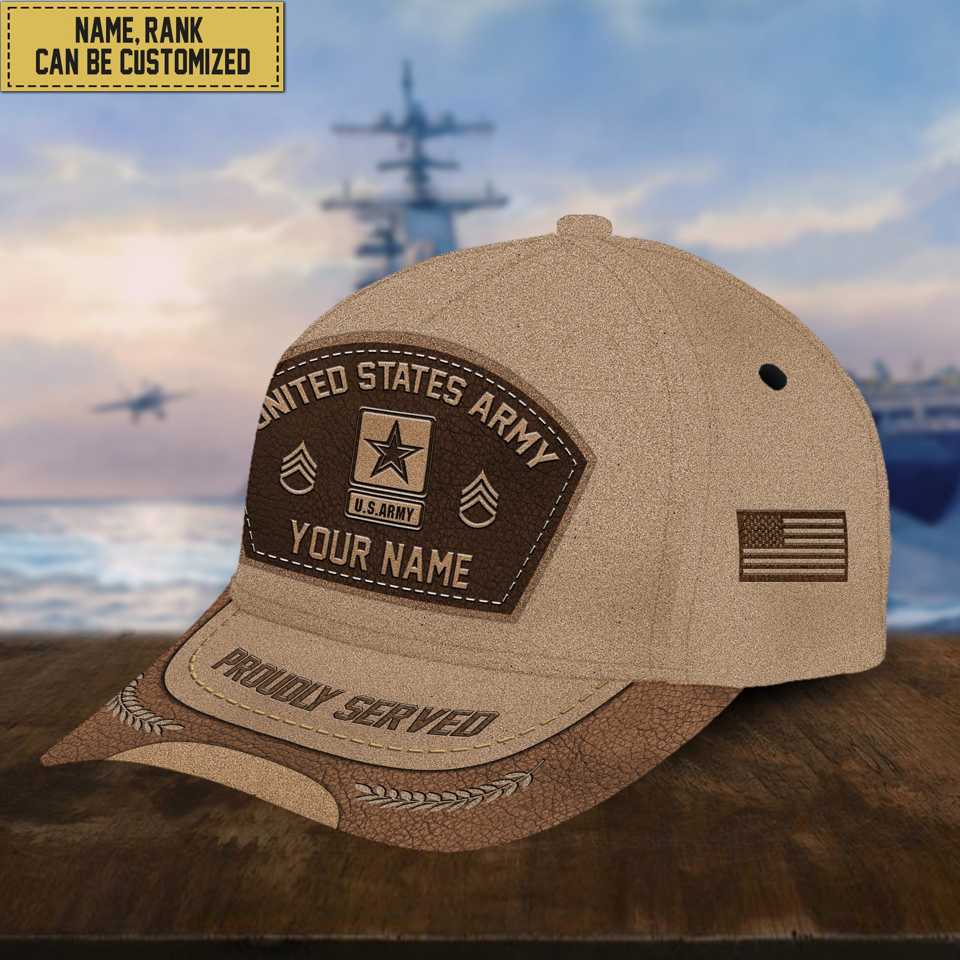 Customized US Army Veteran Hat - Personalized Name, Rank Gift For Veteran VPVC000901