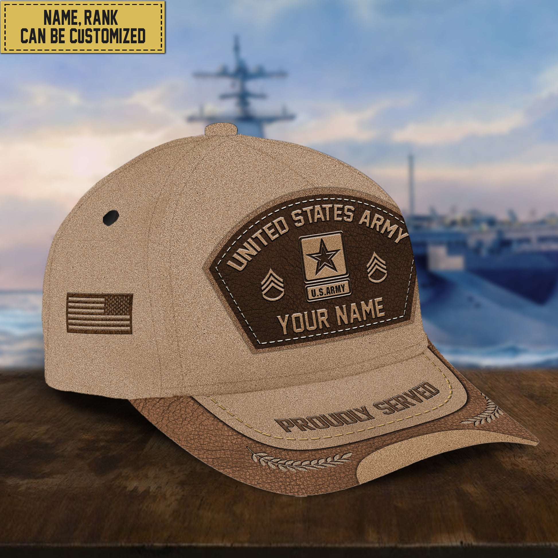 Customized US Army Veteran Hat - Personalized Name, Rank Gift For Veteran VPVC000901