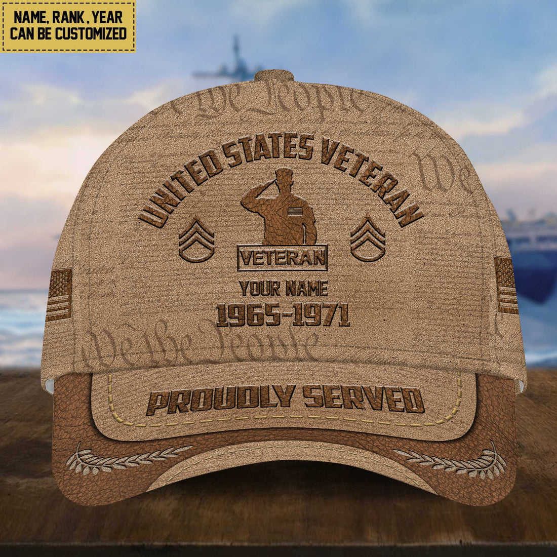 US Veteran Cap, Custom Name, Rank, Years Of Service Gift For Veterans Day, Father's Day, Memorial Day VPVC000707