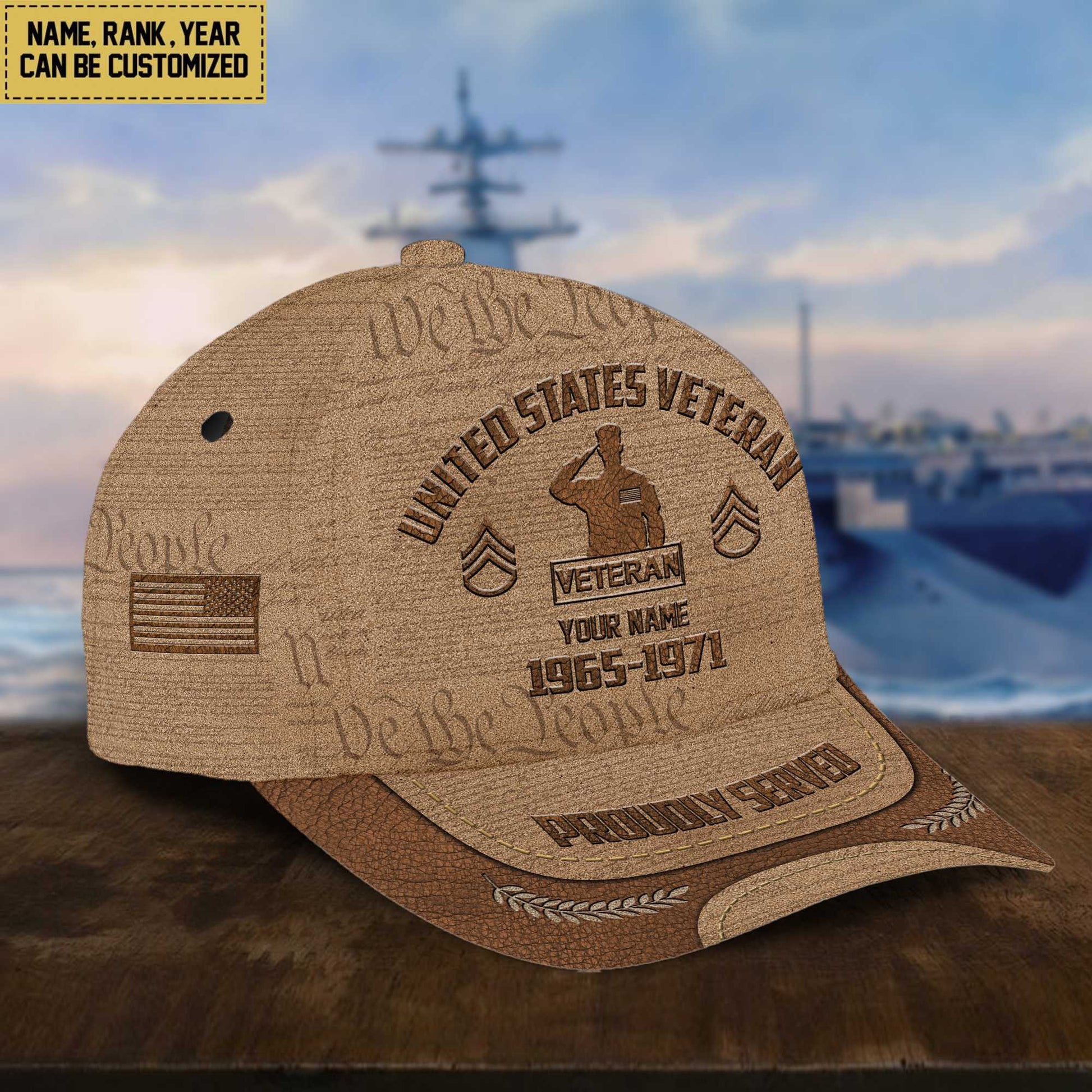 US Veteran Cap, Custom Name, Rank, Years Of Service Gift For Veterans Day, Father's Day, Memorial Day VPVC000707