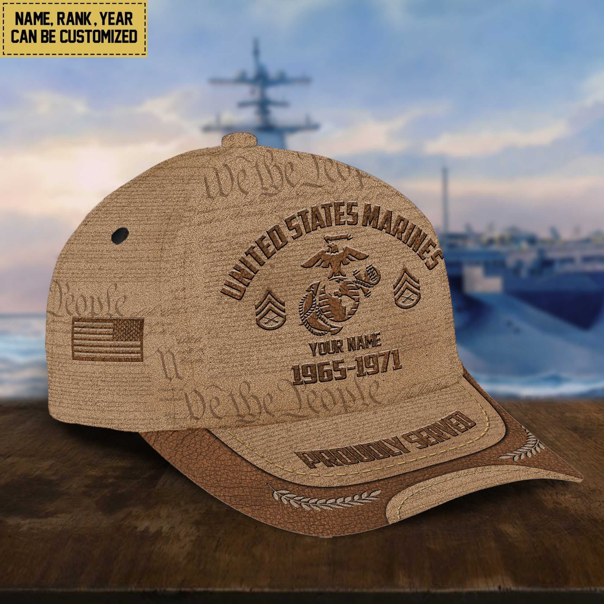 USMC Veteran Cap, Custom Name, Rank, Years Of Service Gift For Veterans Day, Father's Day, Memorial Day VPVC000703