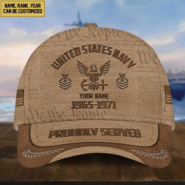 US Navy Veteran Cap, Custom Name, Rank, Years Of Service Gift For Veterans Day, Father's Day, Memorial Day VPVC000702