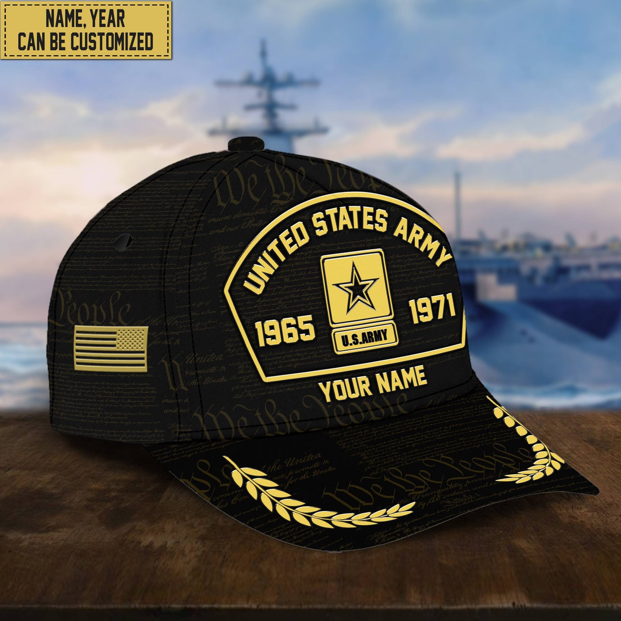 Customized US Army Veteran Hat – 3D Cap Personalized With Name, Years Of Service Military VPVC000601