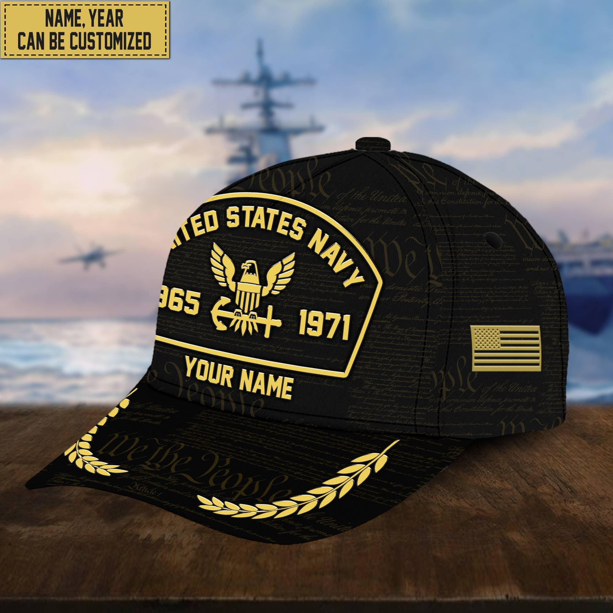Customized US Navy Veteran Hat – 3D Cap Personalized With Name, Years Of Service Military VPVC000602