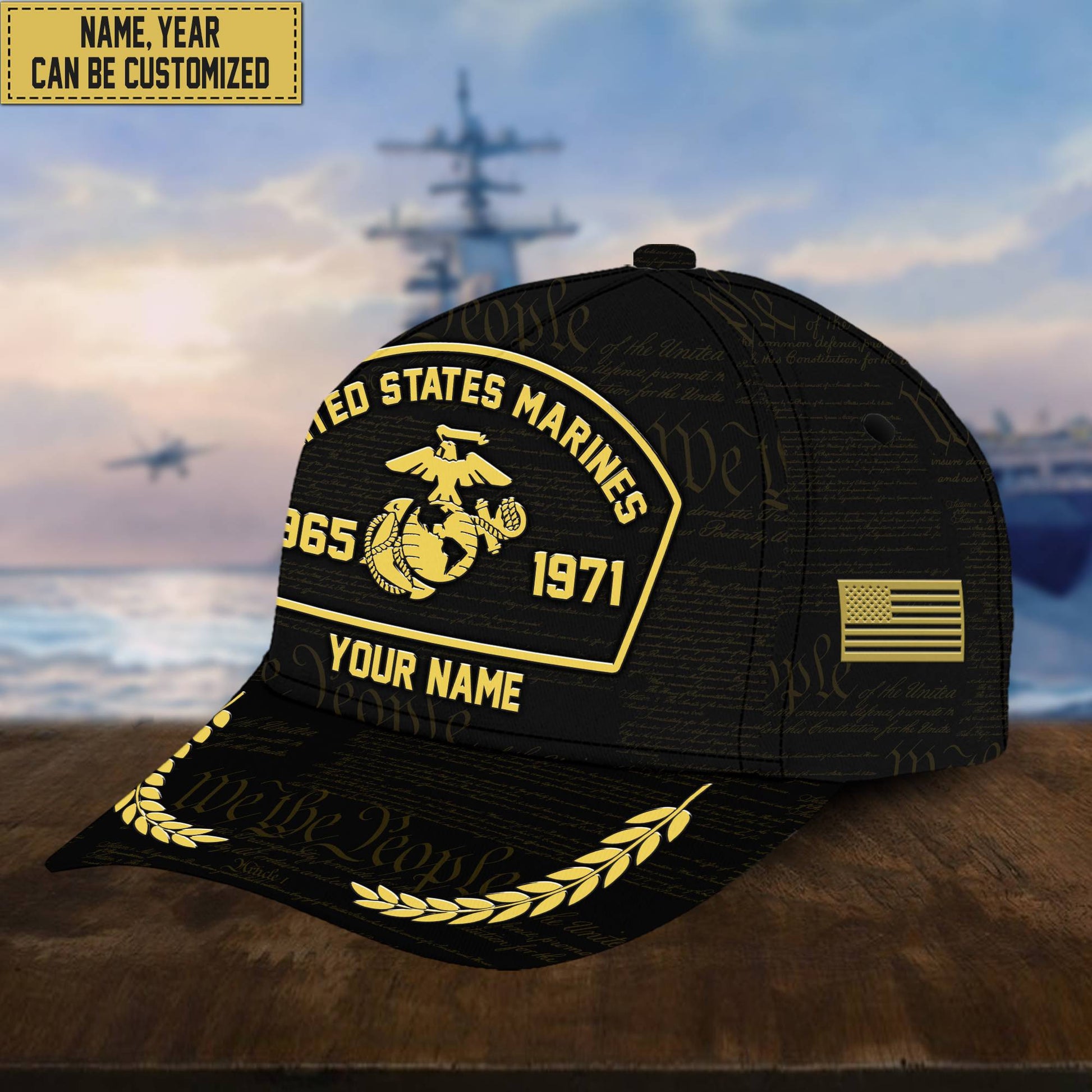 Customized US Marines Veteran Hat – 3D Cap Personalized With Name, Years Of Service Military VPVC000603