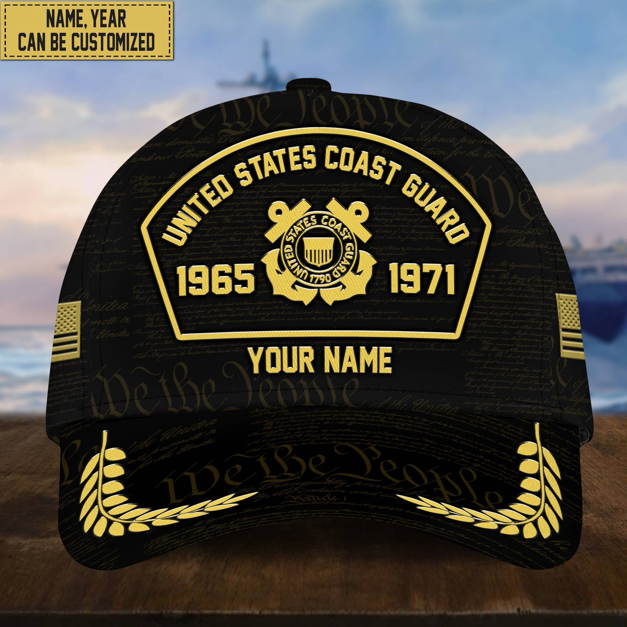 Customized USCG Veteran Hat – 3D Cap Personalized With Name, Years Of Service Military VPVC000605