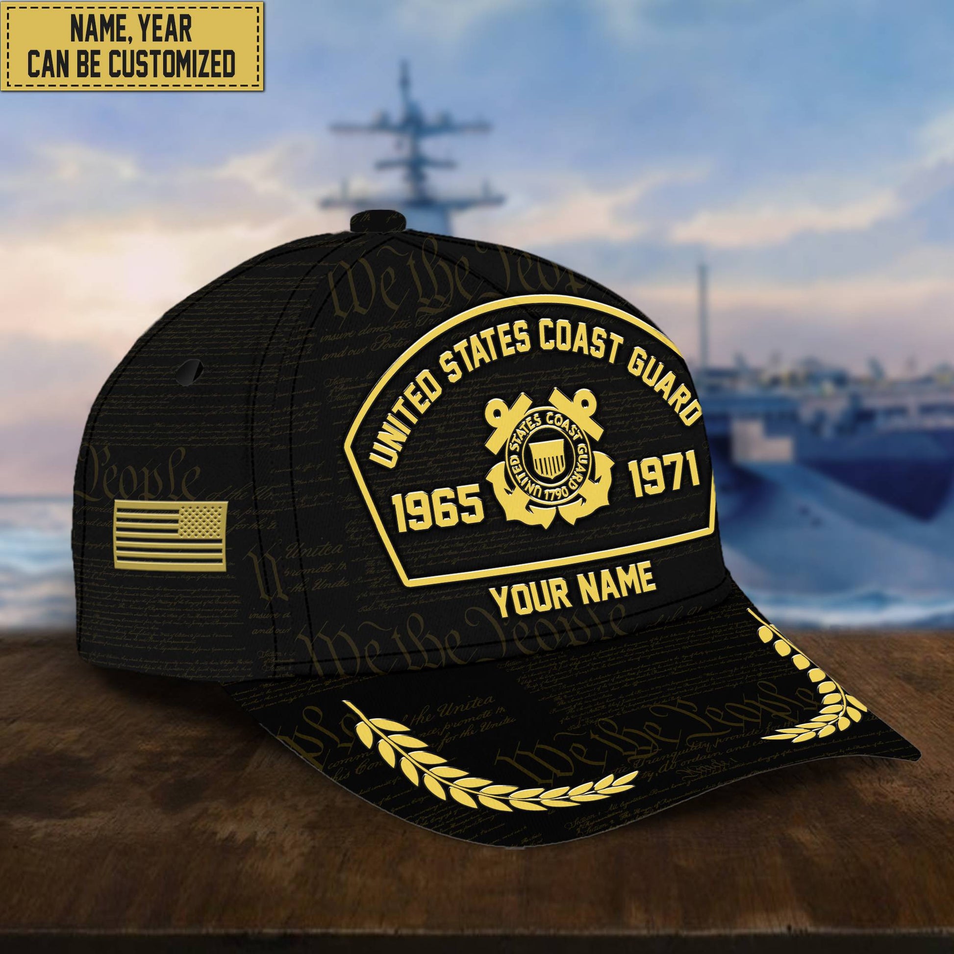 Customized USCG Veteran Hat – 3D Cap Personalized With Name, Years Of Service Military VPVC000605