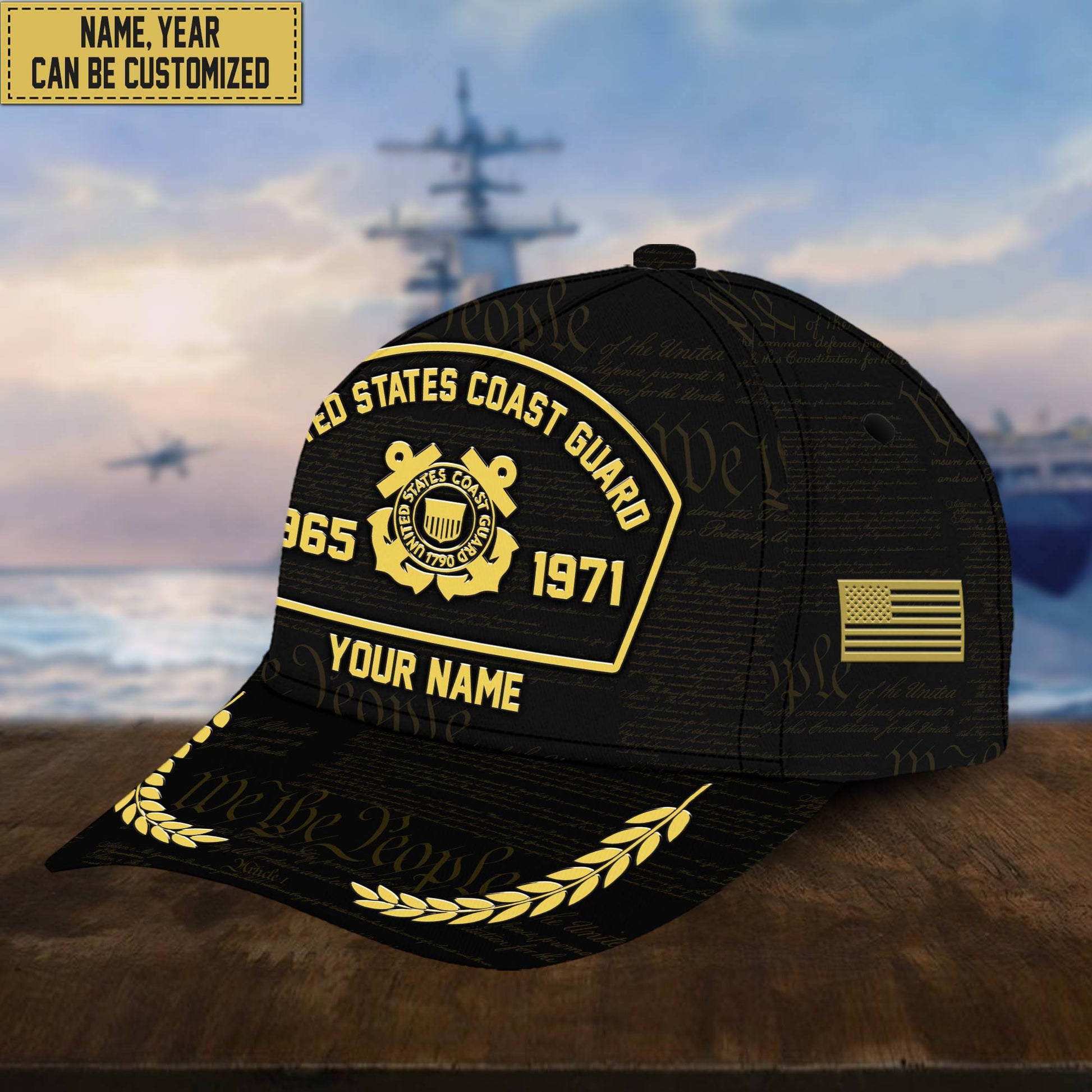 Customized USCG Veteran Hat – 3D Cap Personalized With Name, Years Of Service Military VPVC000605