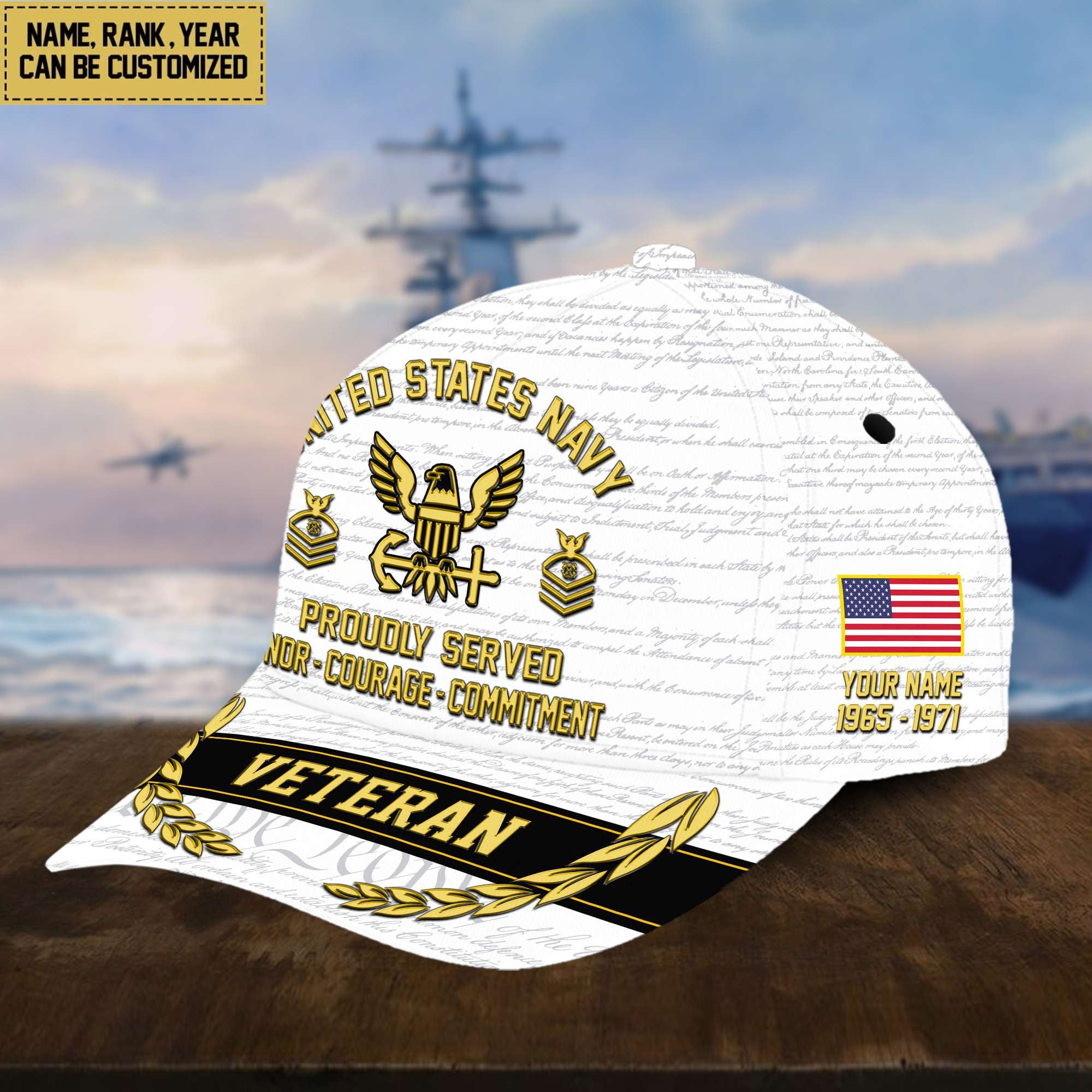 Customized US Navy Veteran Hat – 3D Cap Personalized VPVC001202