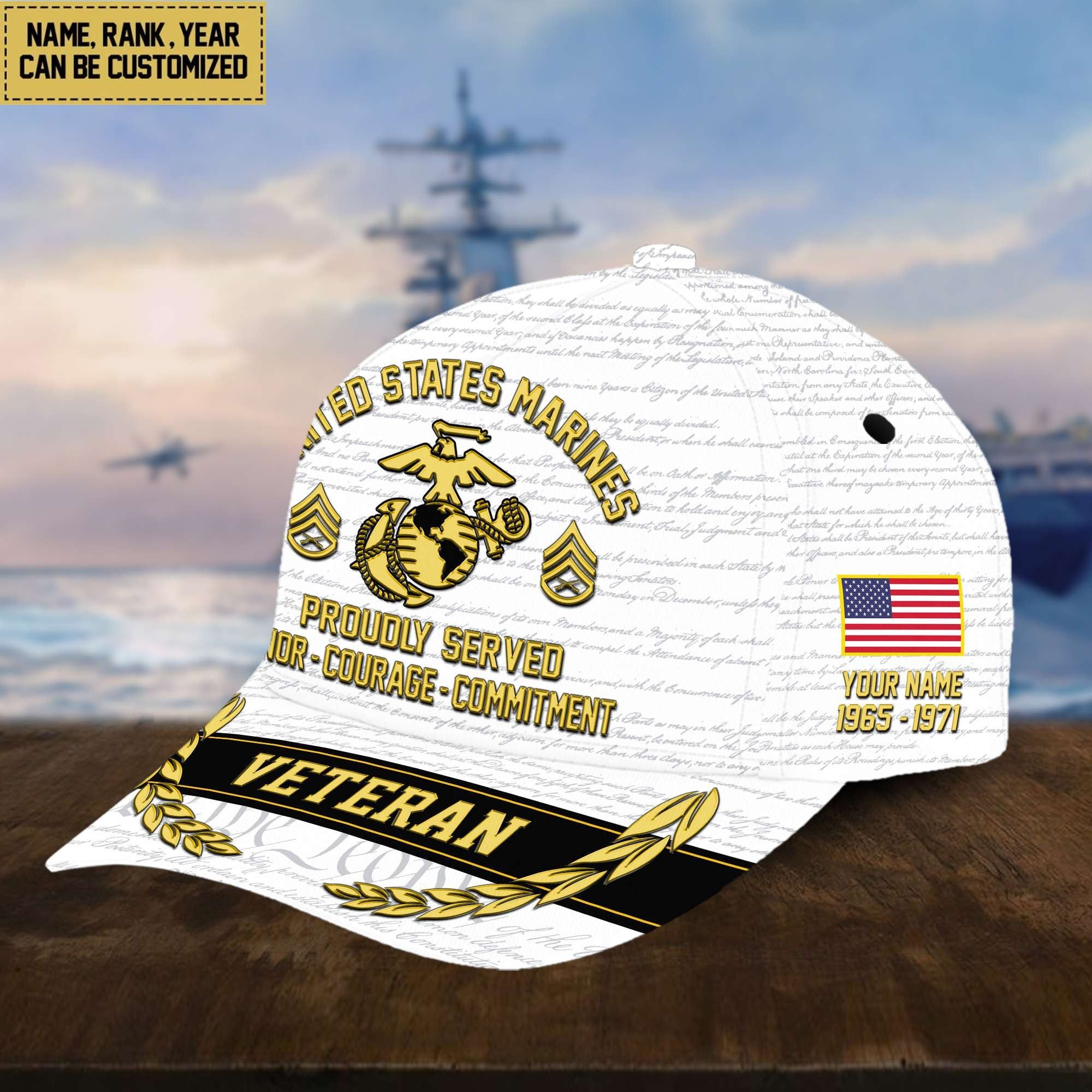 Customized USMC Veteran Hat – 3D Cap Personalized VPVC001203