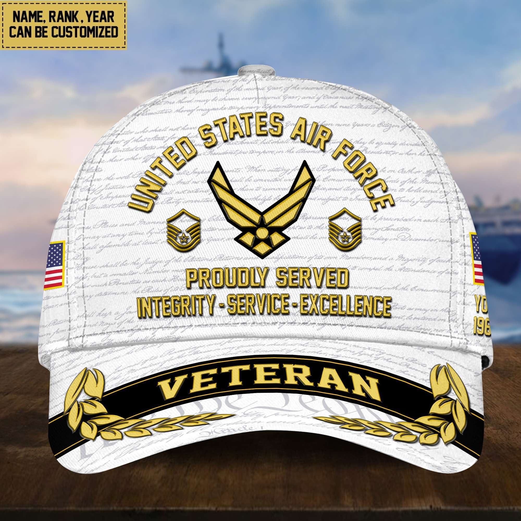 Customized USAF Veteran Hat – 3D Cap Personalized VPVC001204