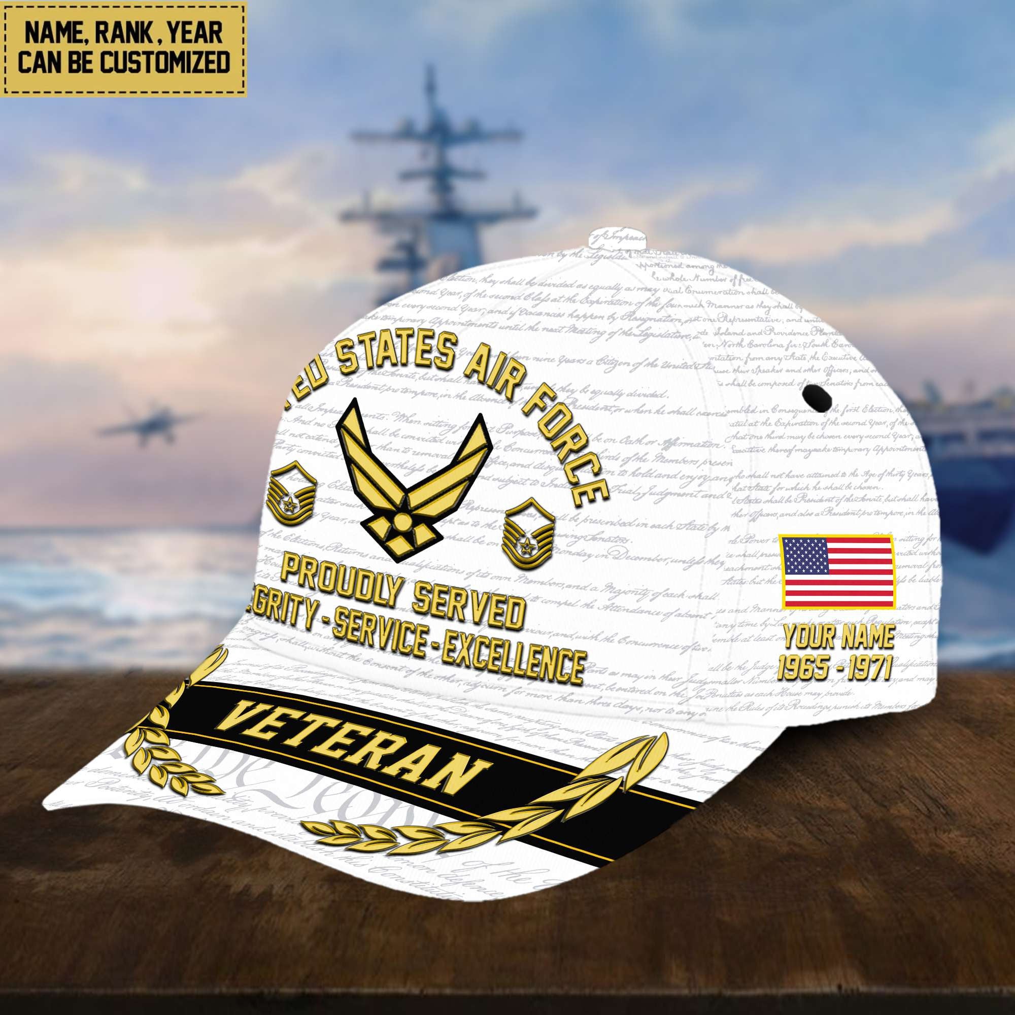 Customized USAF Veteran Hat – 3D Cap Personalized VPVC001204