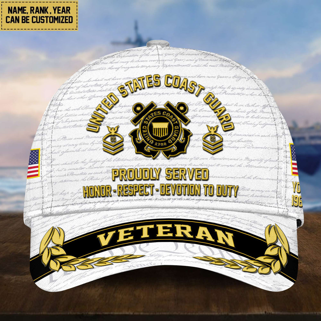 Customized USCG Veteran Hat – 3D Cap Personalized VPVC001205